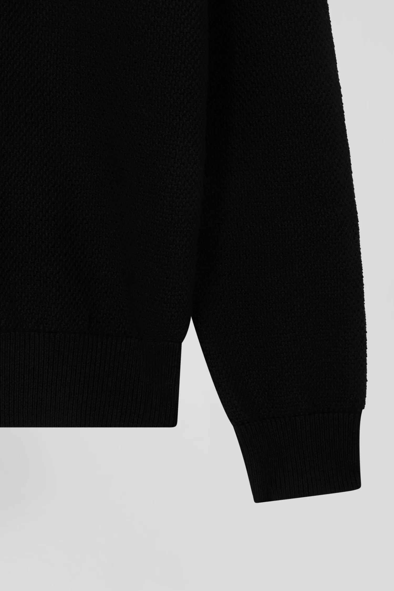 Eden Park Regular grey wool and cotton jumper with knit patterns and rugby shirt collar< Sweaters