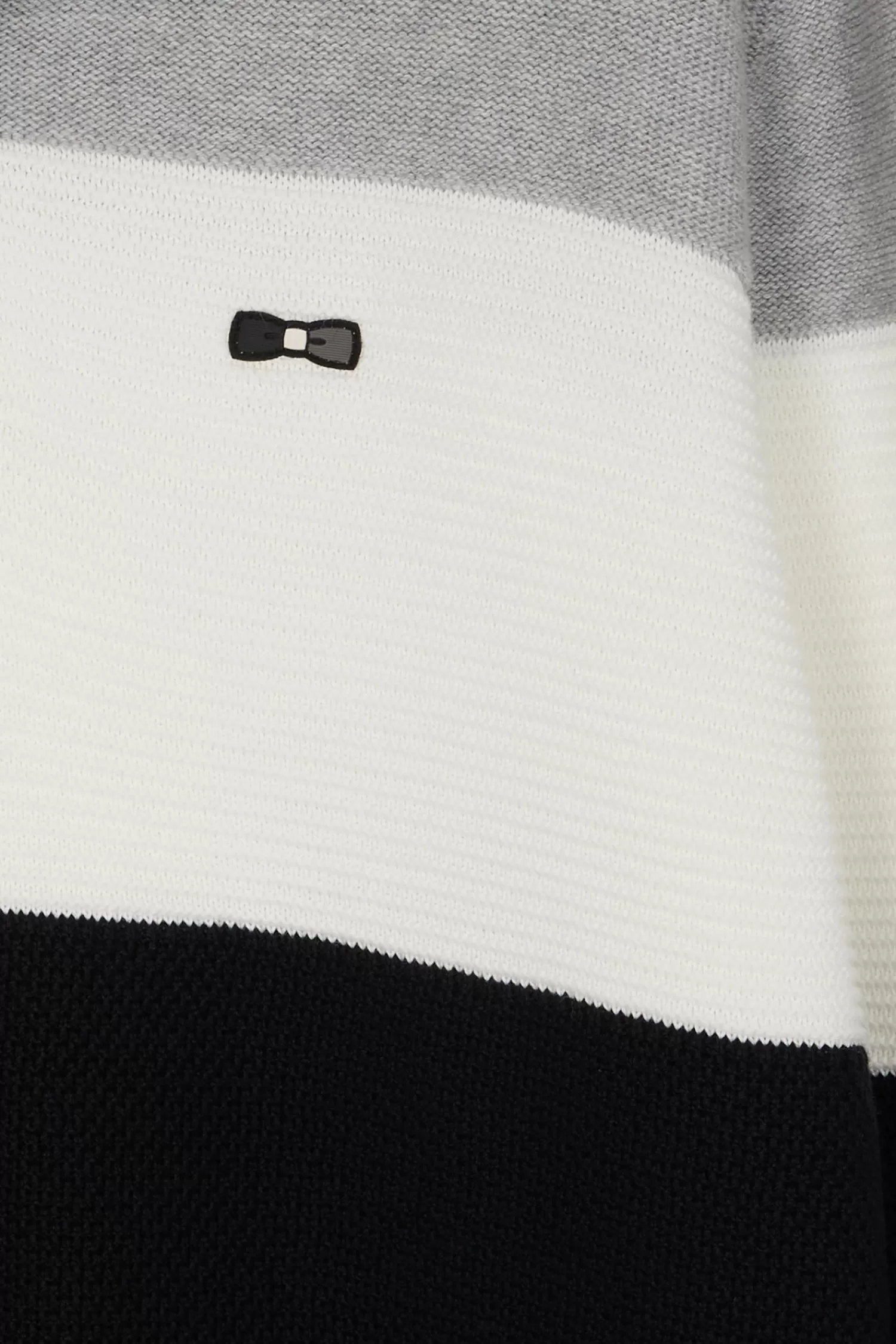 Eden Park Regular grey wool and cotton jumper with knit patterns and rugby shirt collar< Sweaters