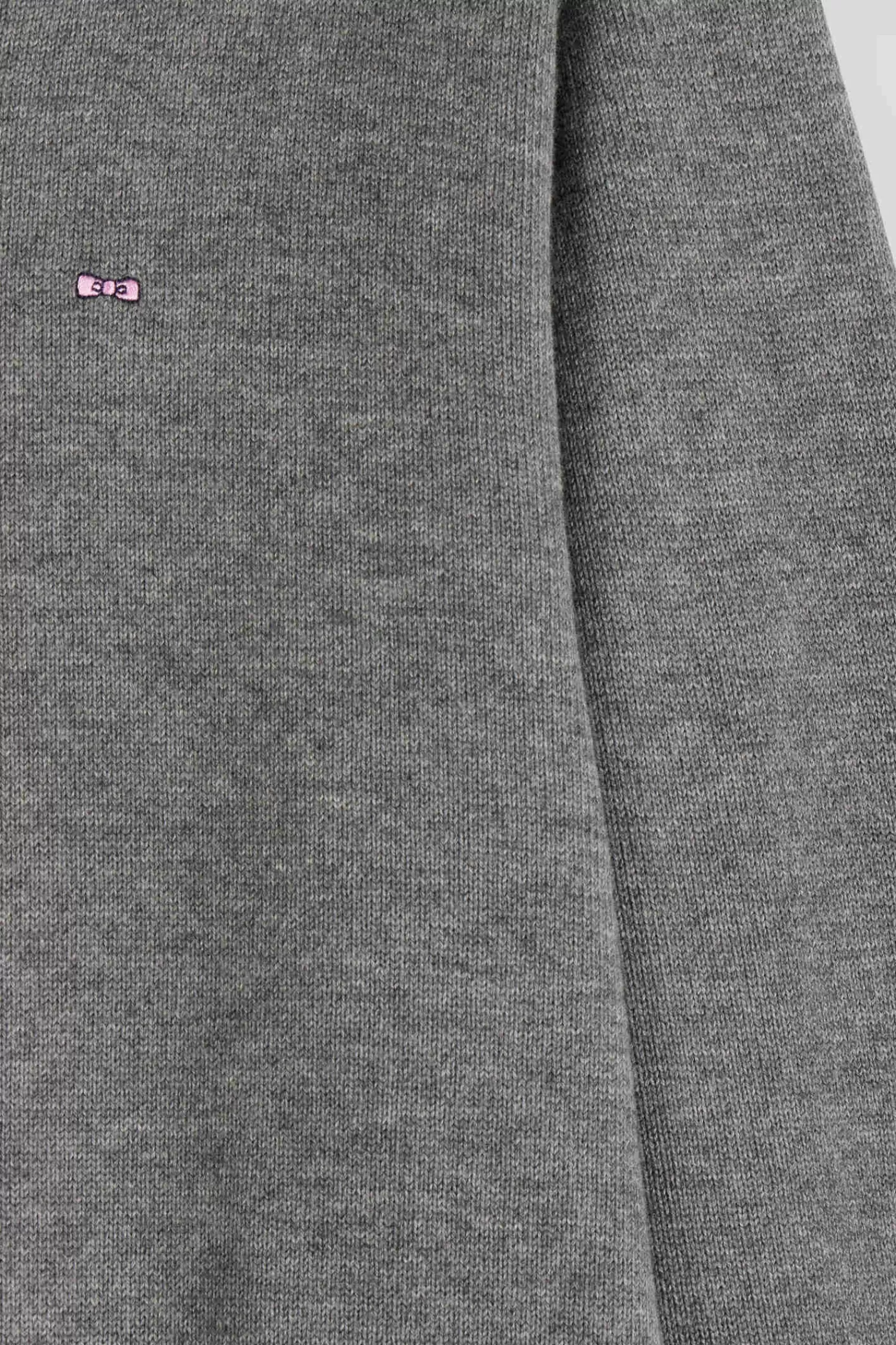 Eden Park Regular grey wool and cotton V-neck jumper with striped details< Sweaters