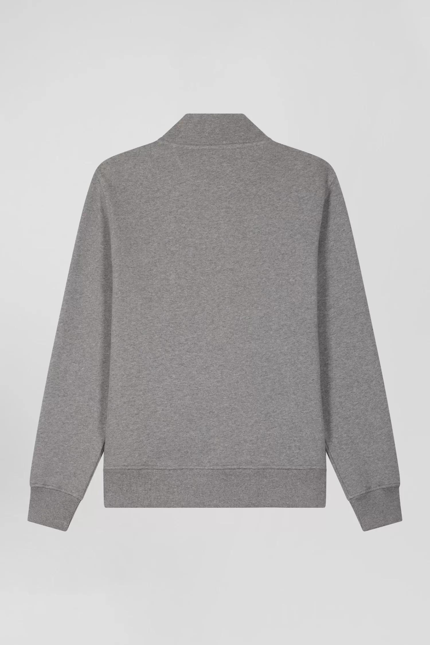Eden Park Regular grey zipped brushed cotton fleece sweatshirt with high top collar< Sweatshirts