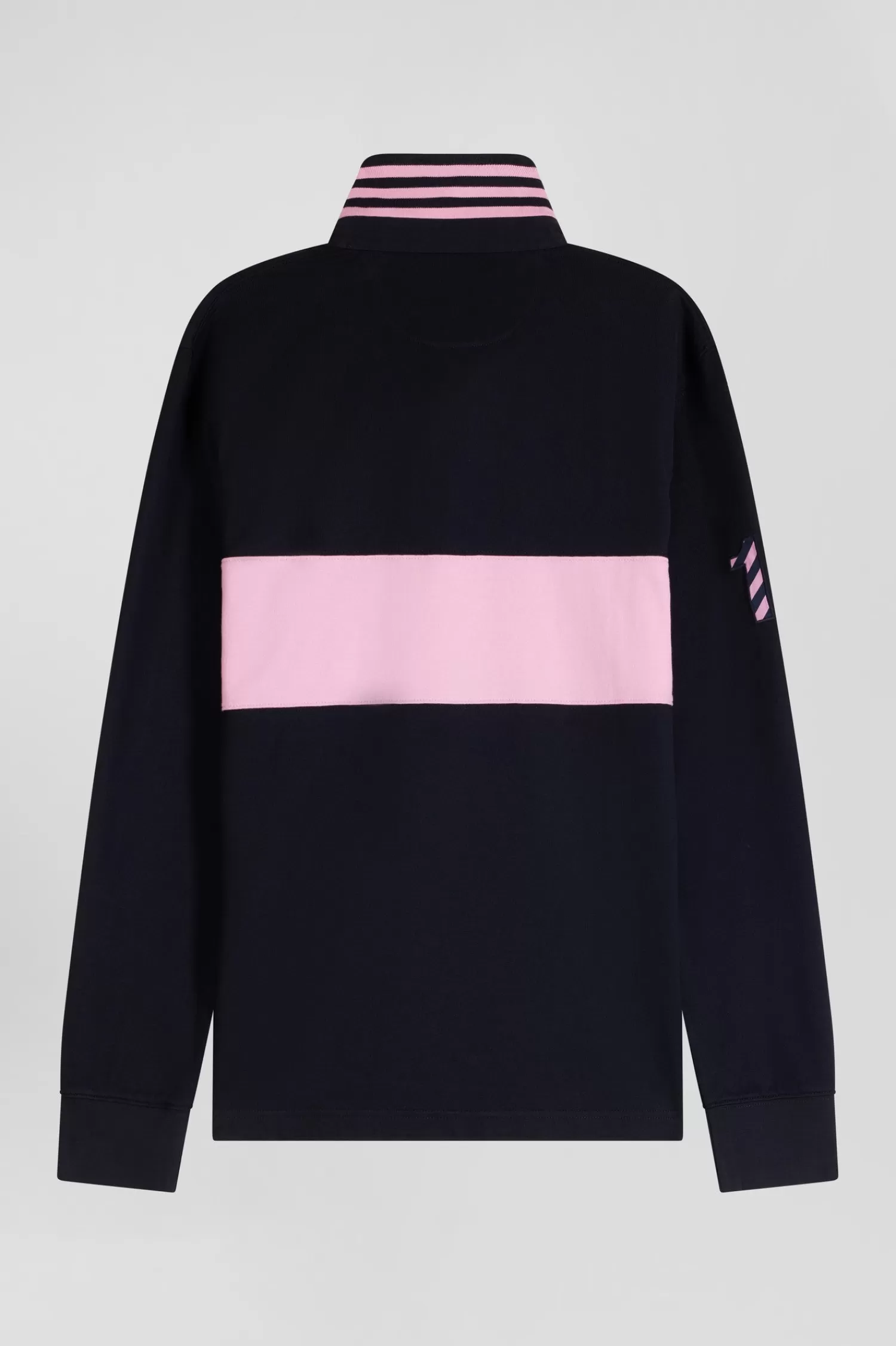 Eden Park Regular long-sleeved cotton rugby shirt with navy and pink stripes< Rugby Shirts