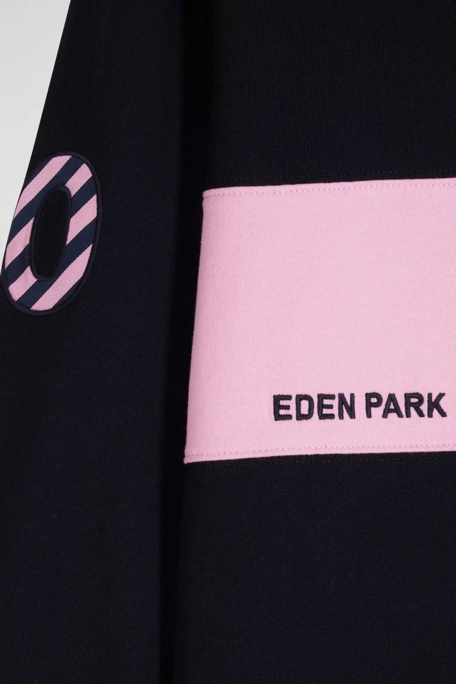 Eden Park Regular long-sleeved cotton rugby shirt with navy and pink stripes< Rugby Shirts