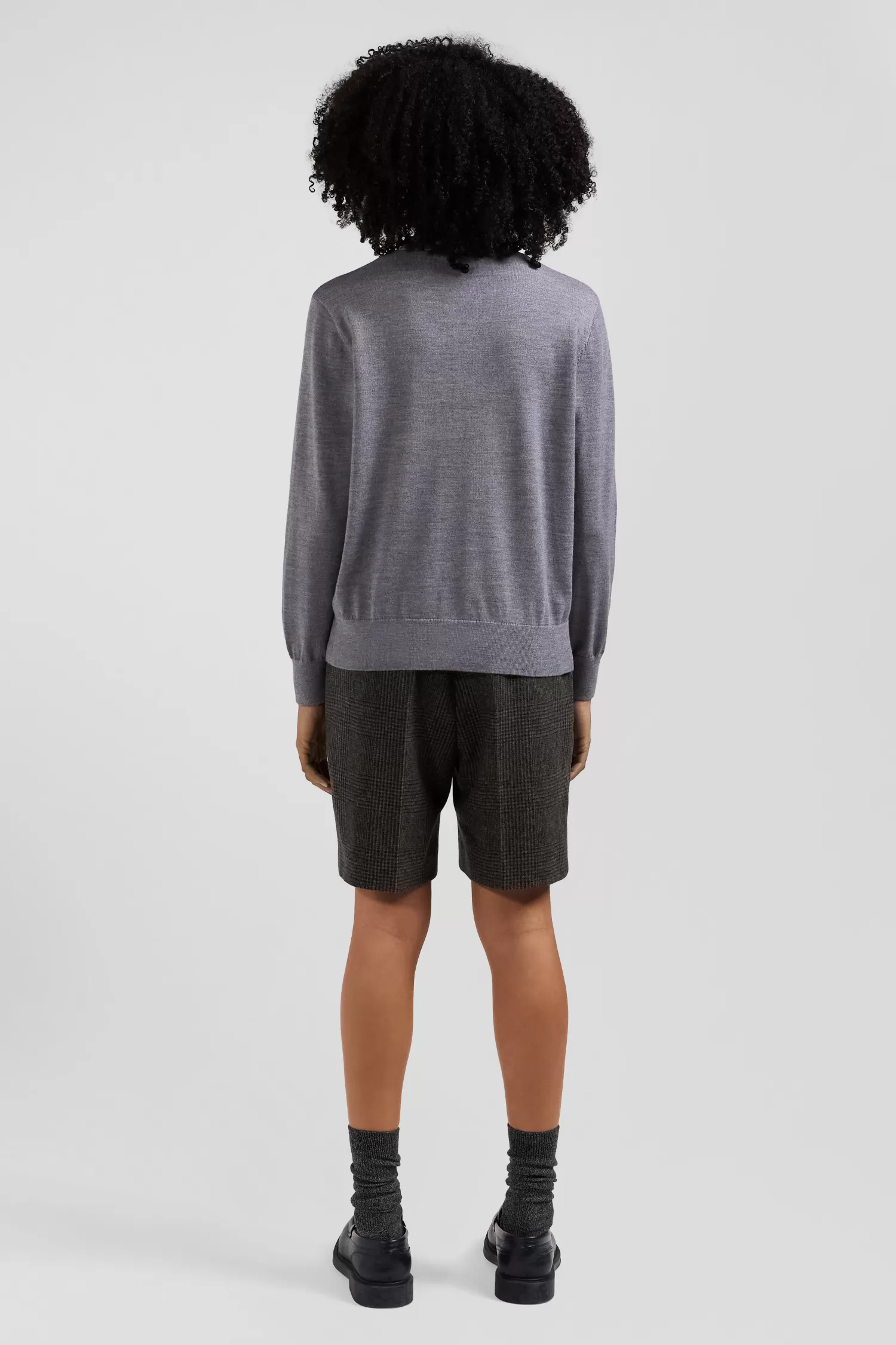 Eden Park Regular mottled grey women's wool jumper with rugby shirt collar<Women Sweaters