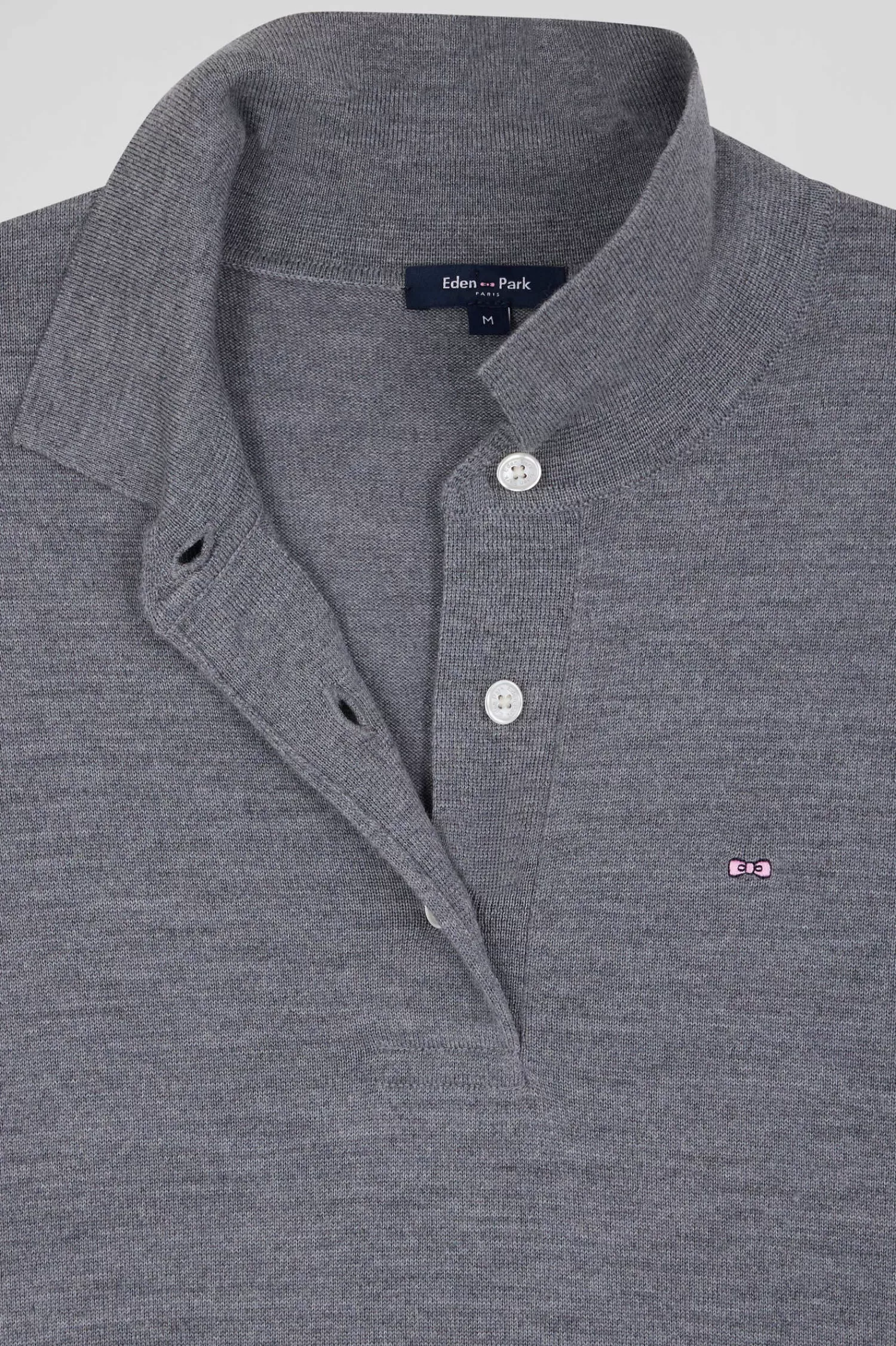 Eden Park Regular mottled grey women's wool jumper with rugby shirt collar<Women Sweaters