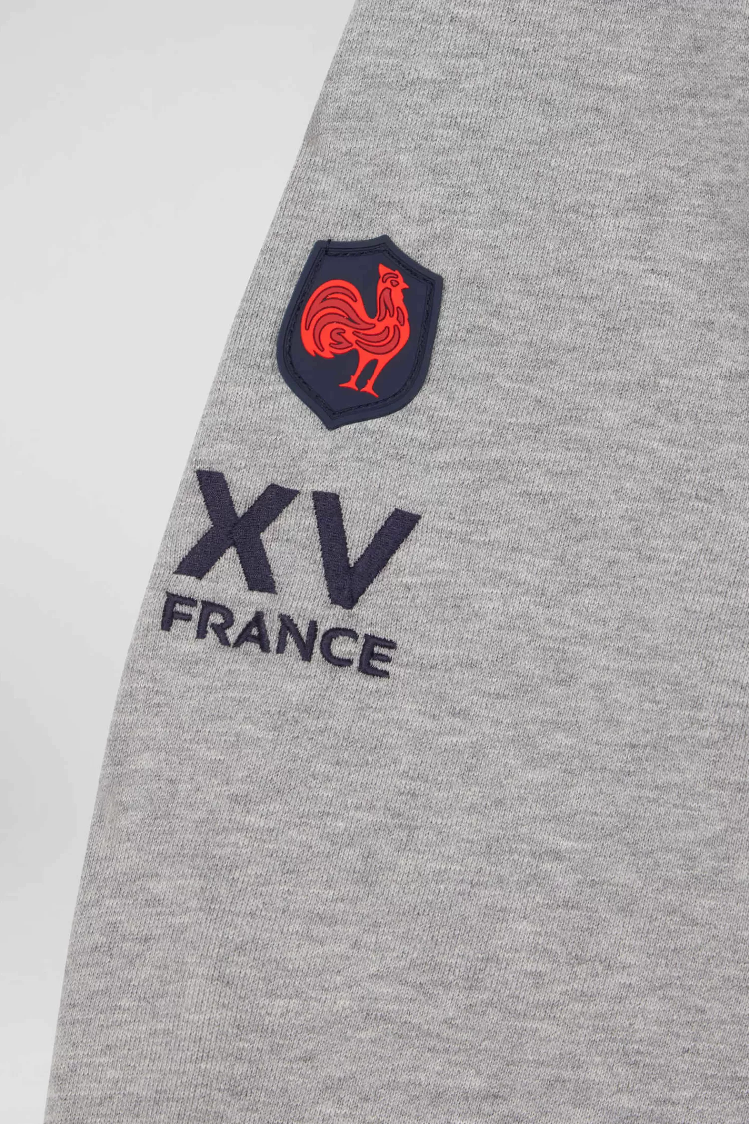Eden Park Regular mottled grey XV de France cotton sweatshirt with rugby shirt collar< Sweatshirts