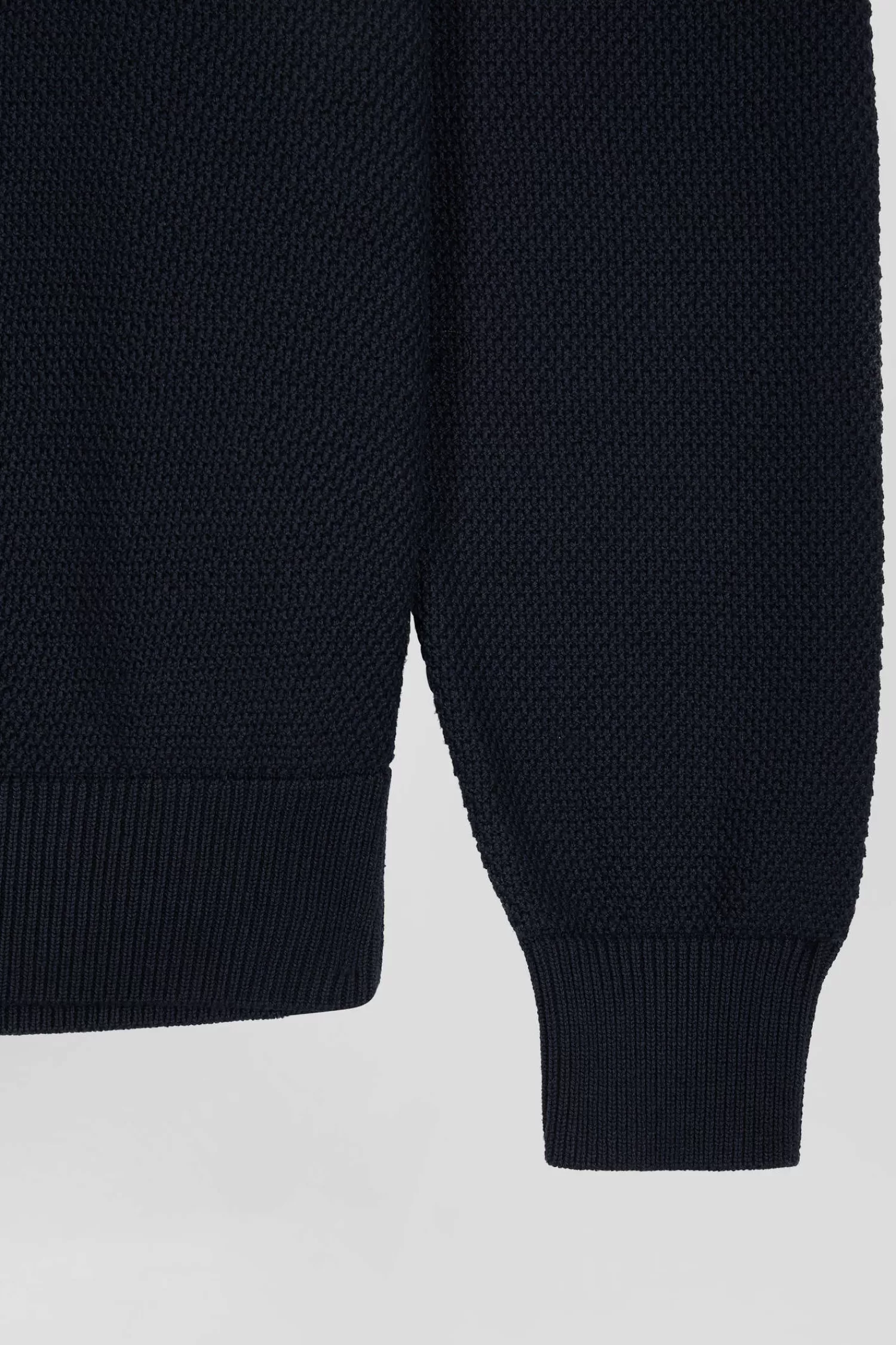 Eden Park Regular navy and blue cotton crew neck jumper with knit patterns< Sweaters