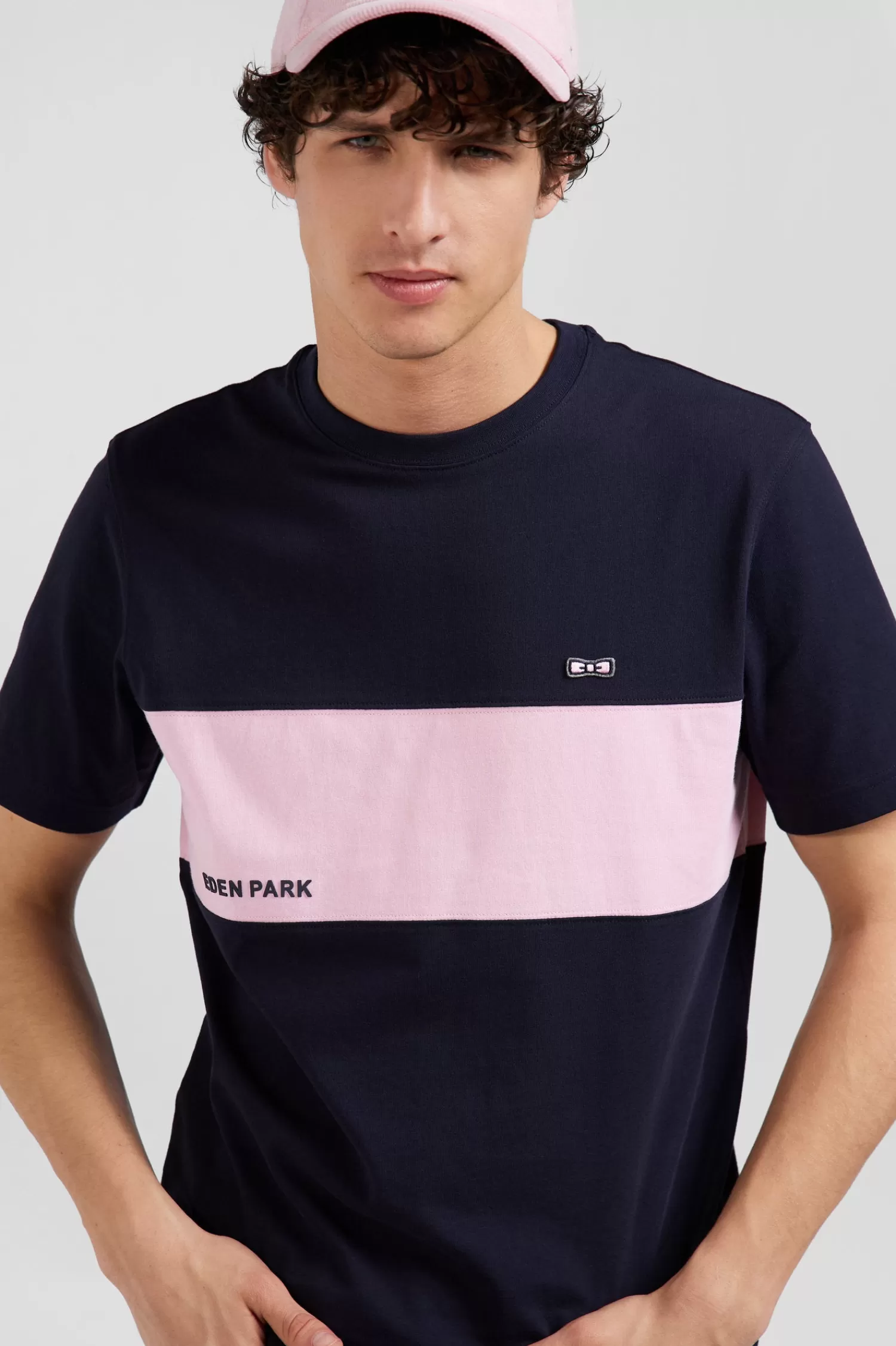 Eden Park Regular navy and pink bicolor short-sleeved cotton T-shirt< T-shirts