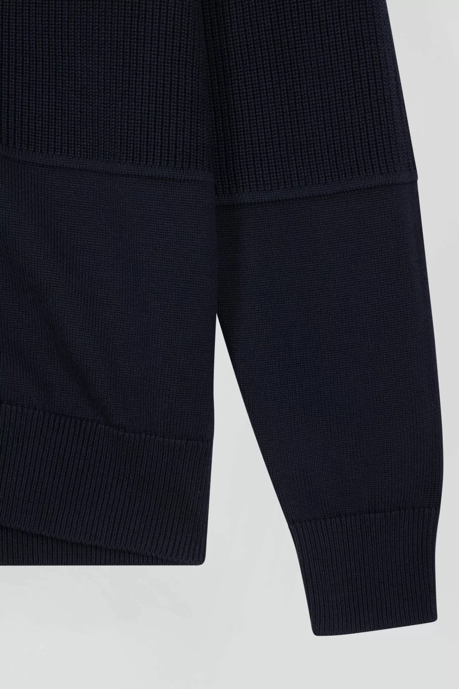 Eden Park Regular navy blue and blue cotton high collar zipped cardigan< Cardigans