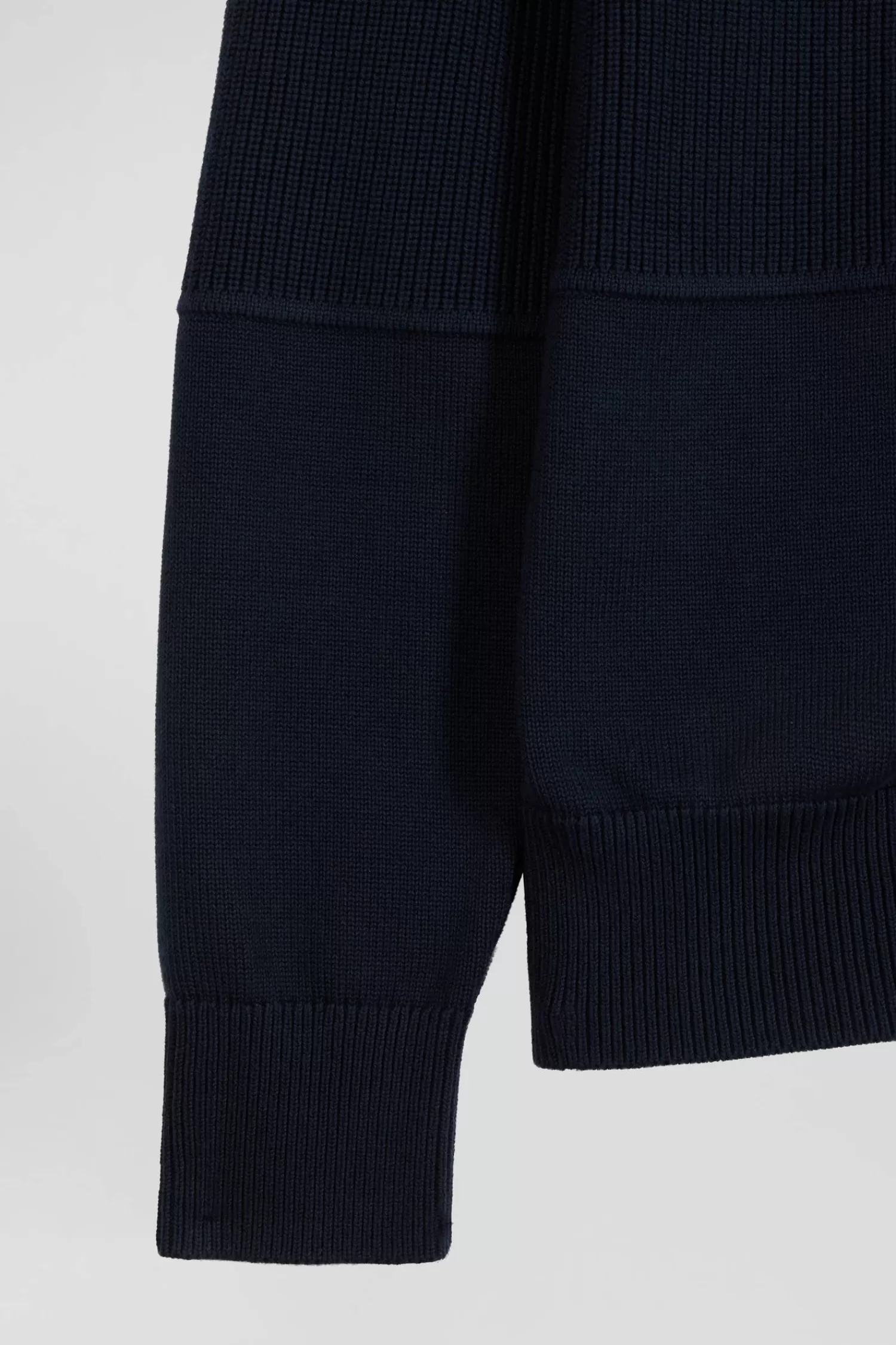 Eden Park Regular navy blue and burgundy cotton high collar zipped cardigan< Cardigans