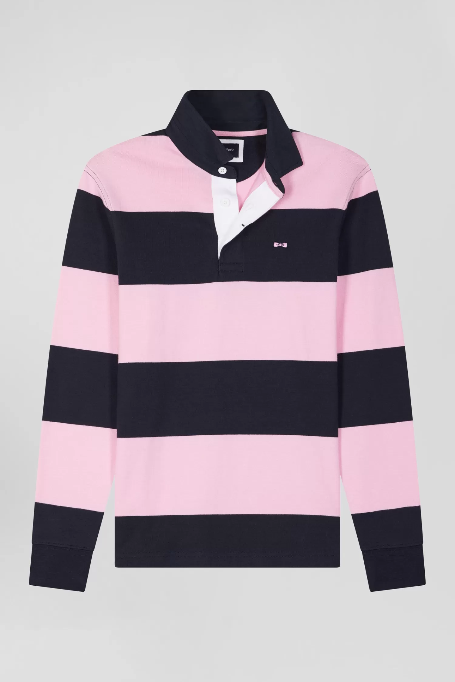 Eden Park Regular navy blue and pink striped cotton rugby shirt with long sleeves< Rugby Shirts