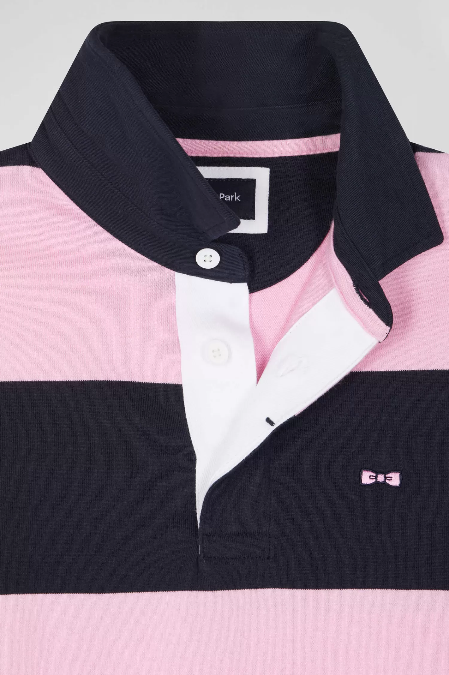 Eden Park Regular navy blue and pink striped cotton rugby shirt with long sleeves< Rugby Shirts