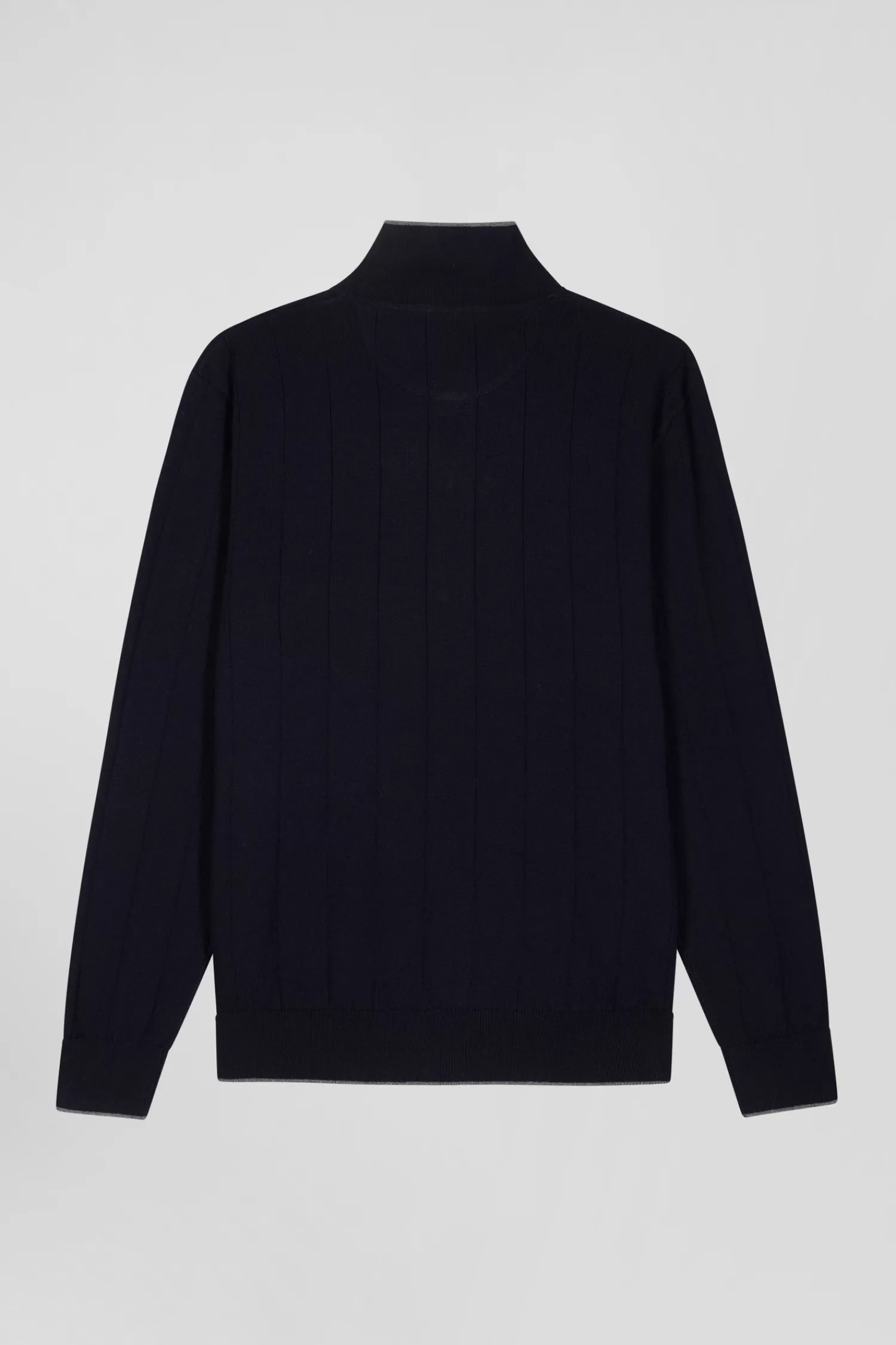 Eden Park Regular navy blue cotton and cashmere jumper with rugby shirt collar< Sweaters