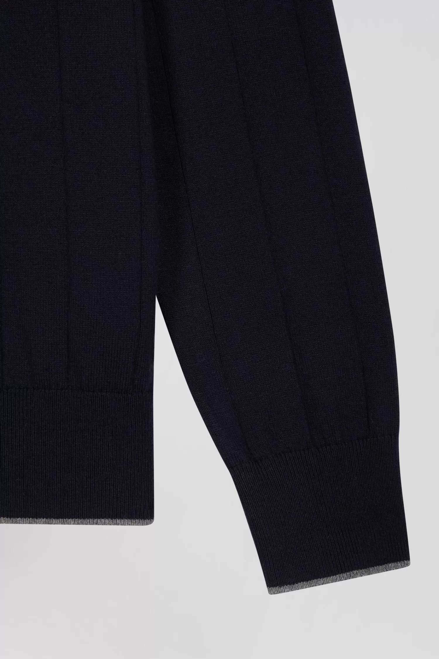 Eden Park Regular navy blue cotton and cashmere jumper with rugby shirt collar< Sweaters