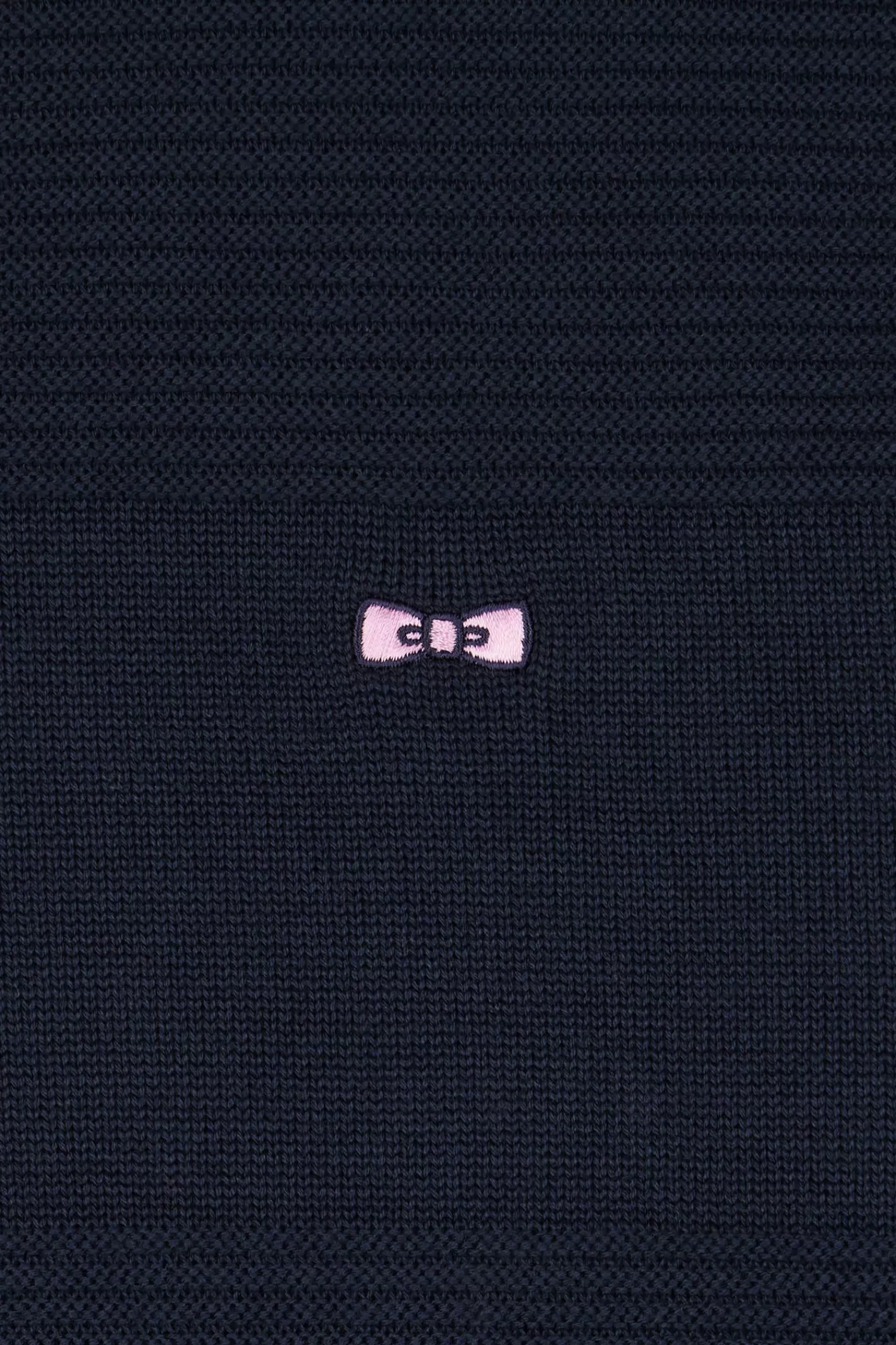 Eden Park Regular navy blue cotton crew neck jumper with knit patterns< Sweaters