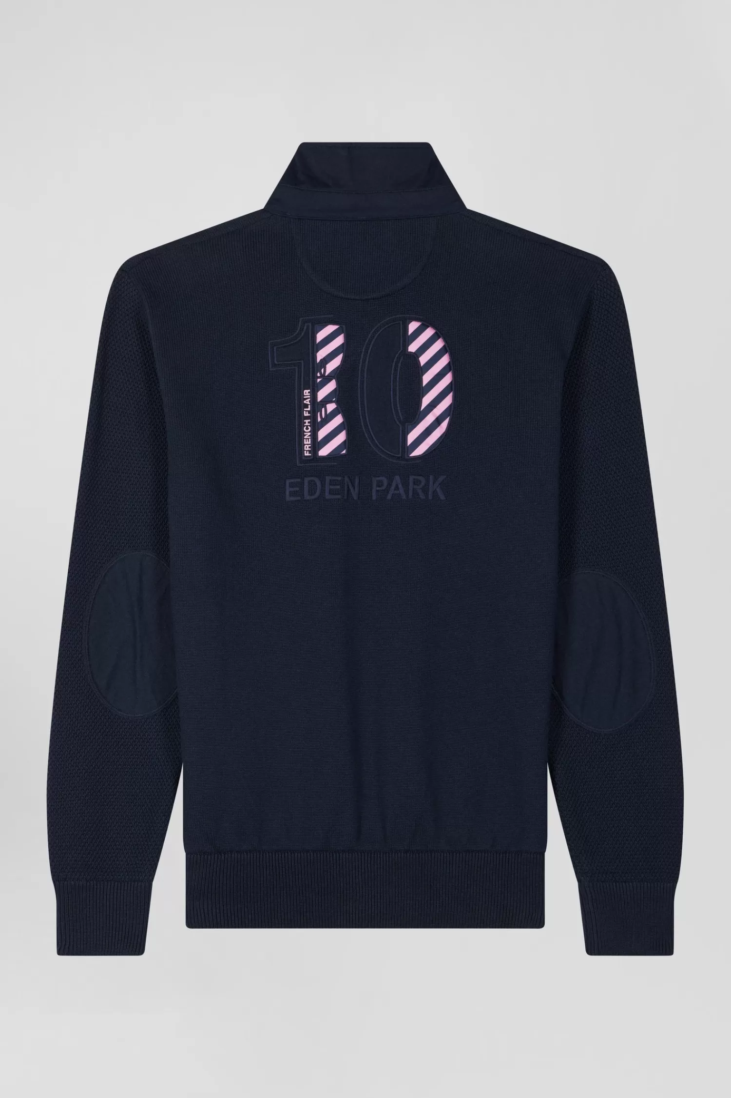 Eden Park Regular navy blue cotton jumper with N°10 embroidery and rugby shirt collar< Sweaters