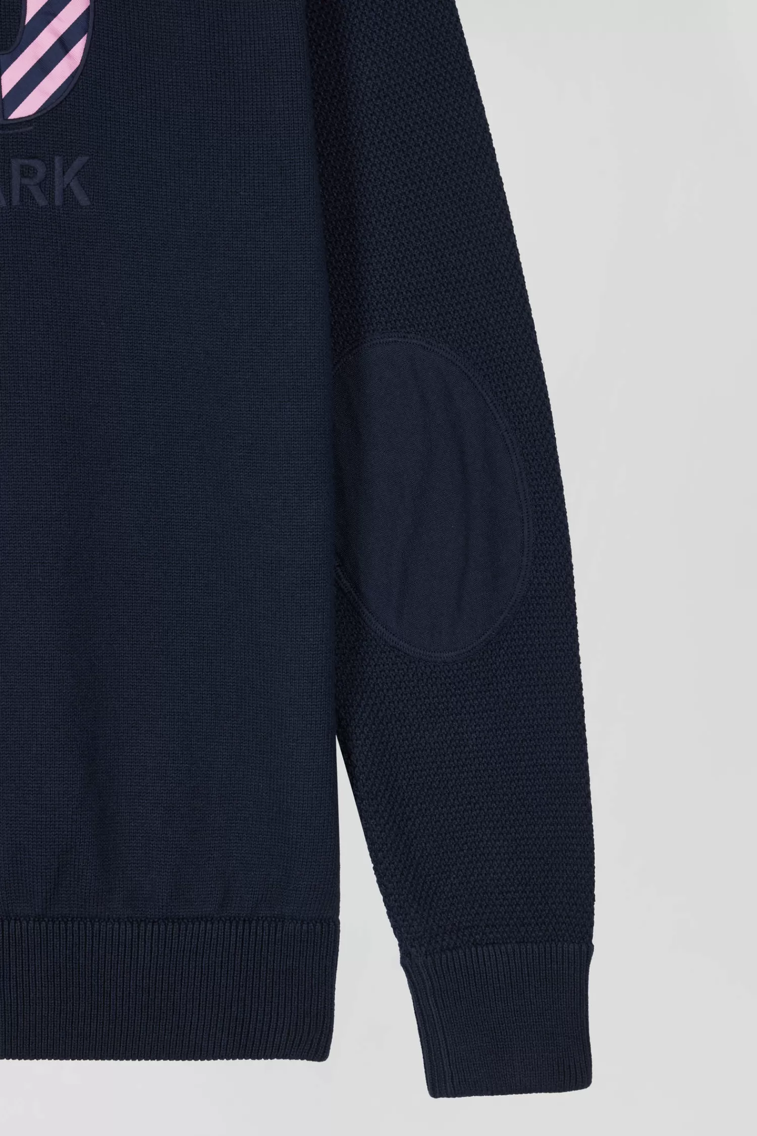 Eden Park Regular navy blue cotton jumper with N°10 embroidery and rugby shirt collar< Sweaters
