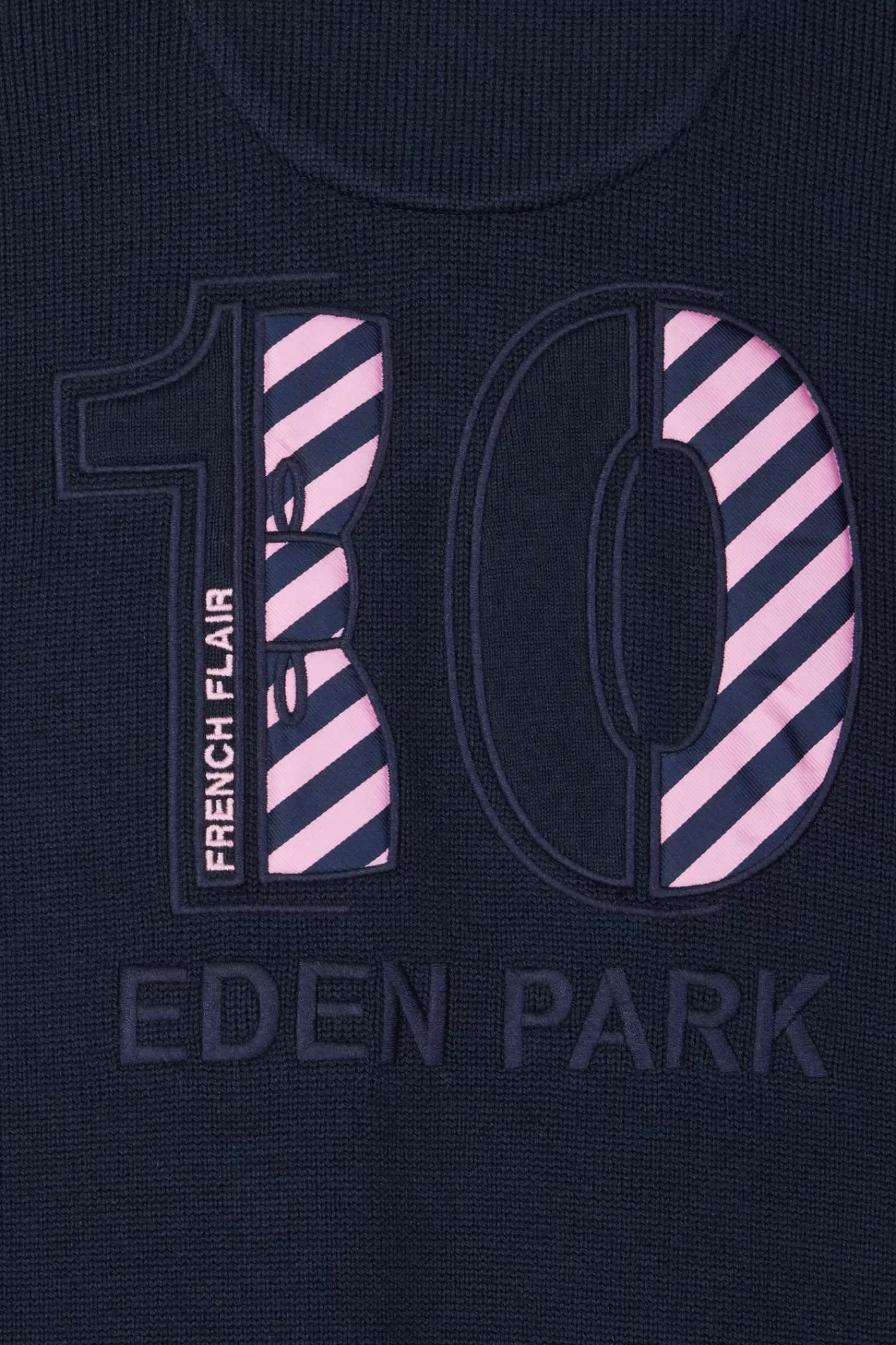 Eden Park Regular navy blue cotton jumper with N°10 embroidery and rugby shirt collar< Sweaters