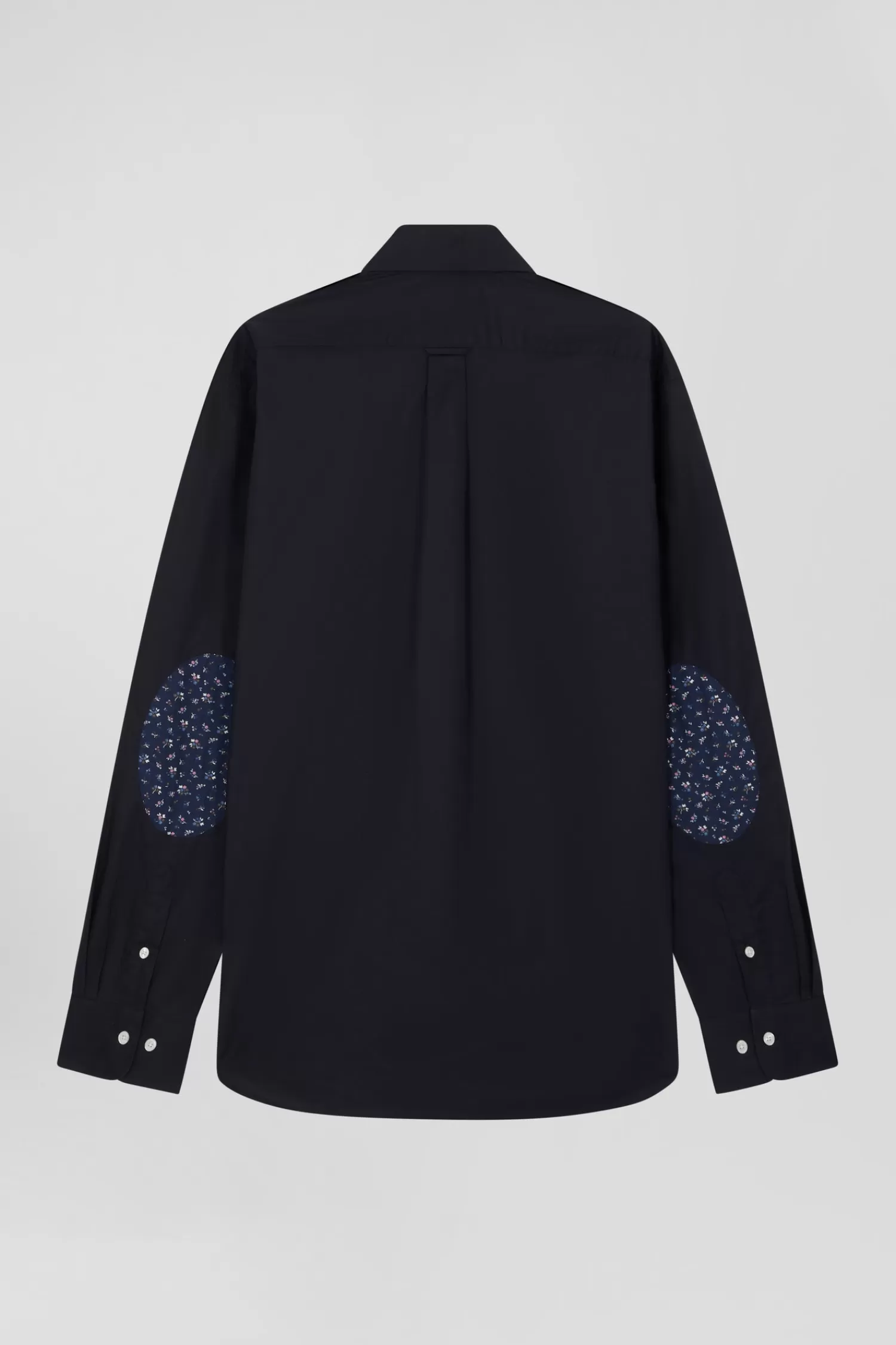 Eden Park Regular navy blue cotton poplin shirt with button-down collar and printed elbow patches< Shirts