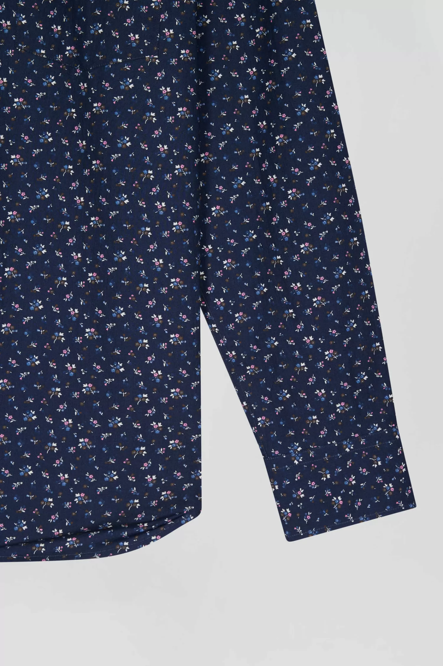 Eden Park Regular navy blue cotton poplin shirt with micro floral print< Shirts