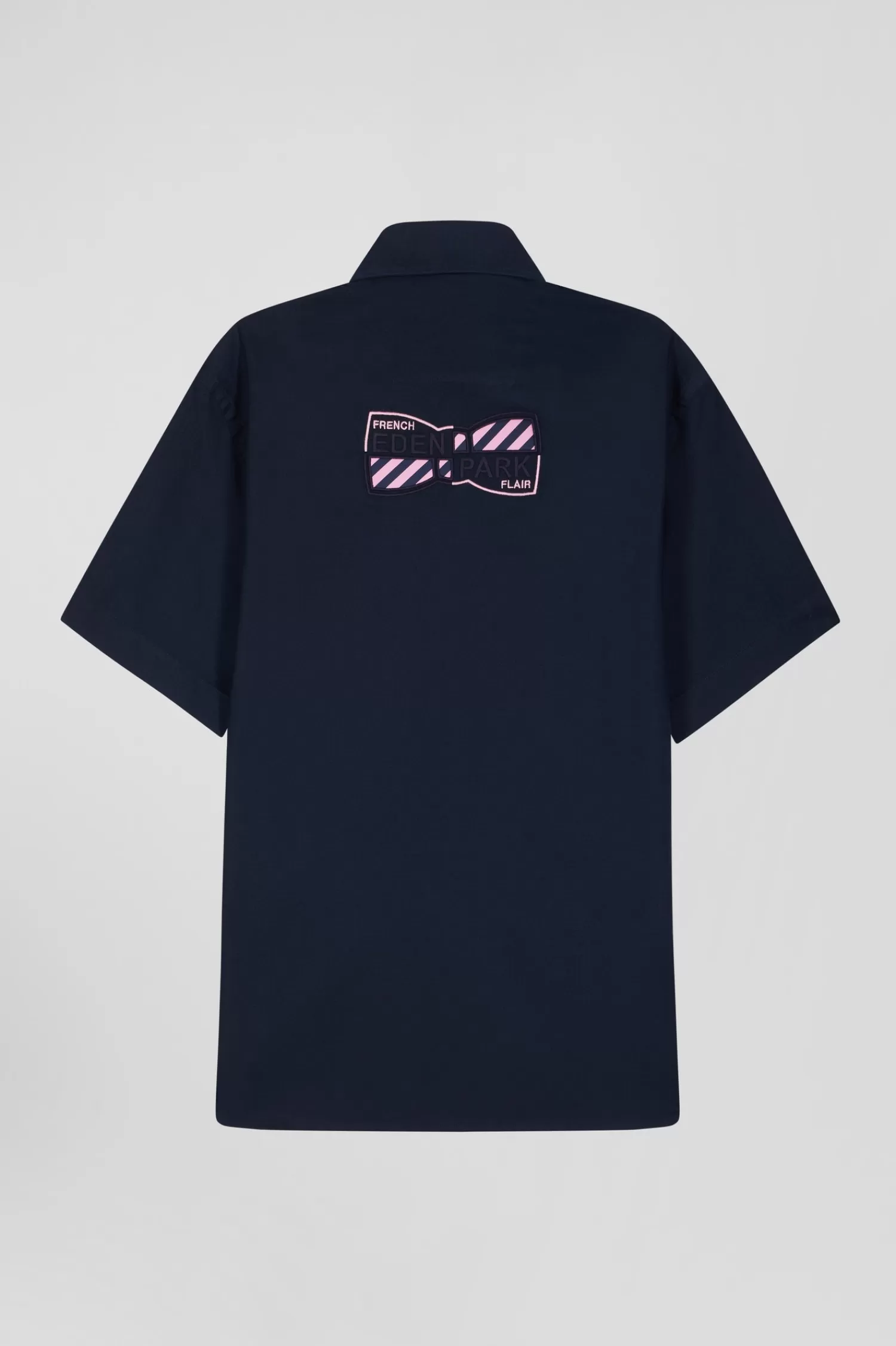 Eden Park Regular navy blue cotton short-sleeved shirt with back embroidery< Short-sleeved Shirts