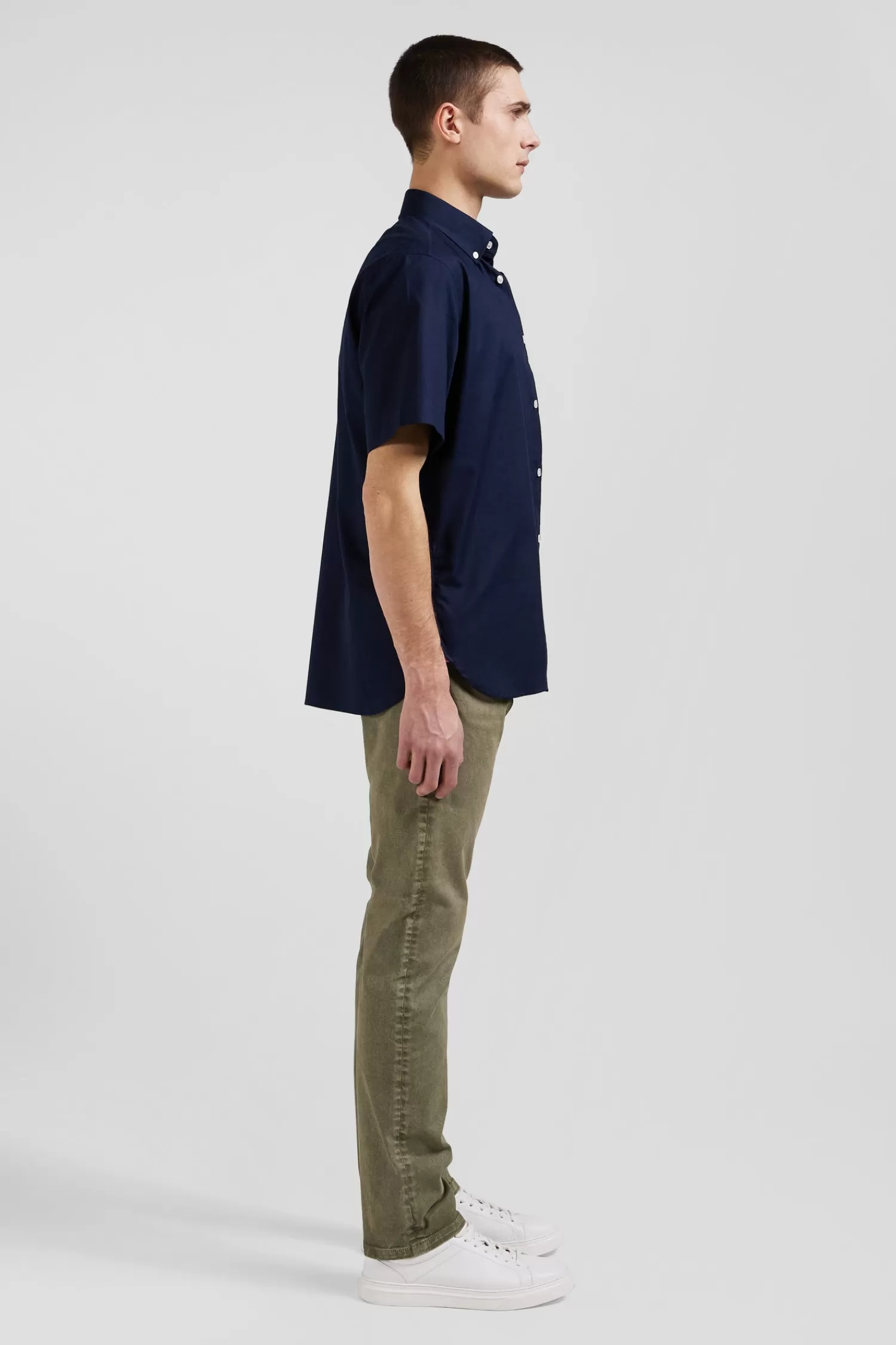 Eden Park Regular navy blue cotton short-sleeved shirt with back embroidery< Short-sleeved Shirts