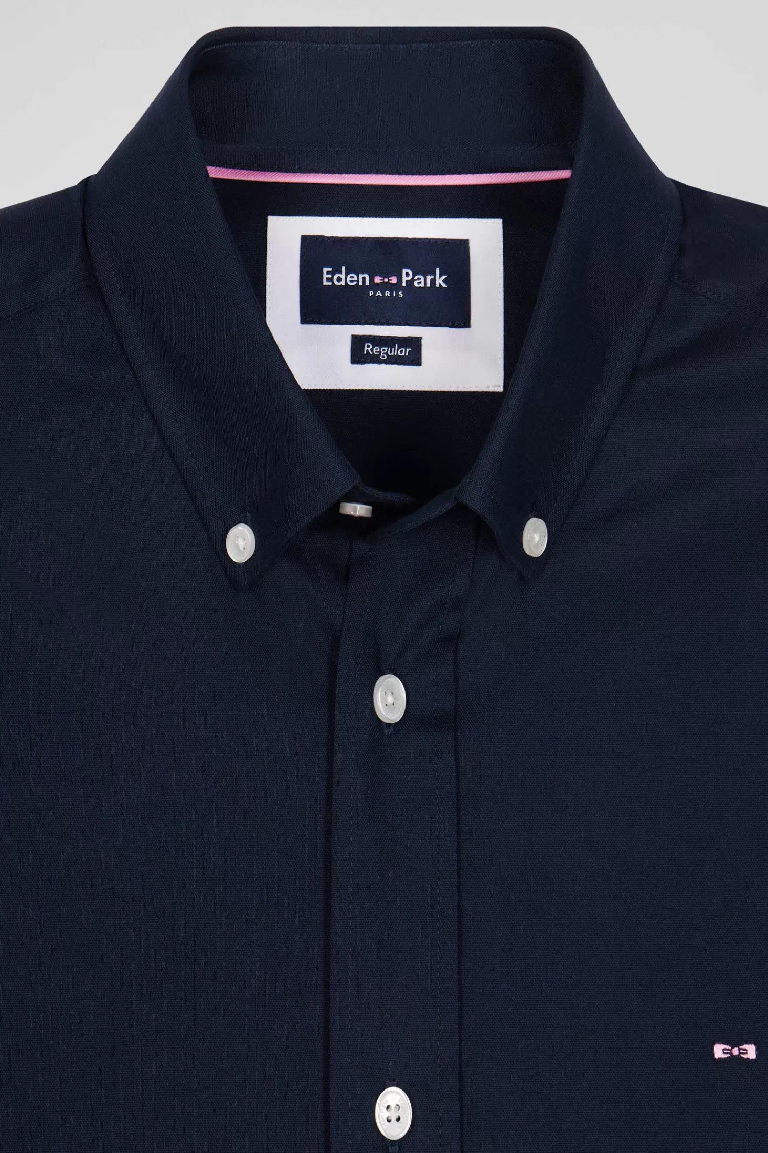 Eden Park Regular navy blue cotton short-sleeved shirt with back embroidery< Short-sleeved Shirts