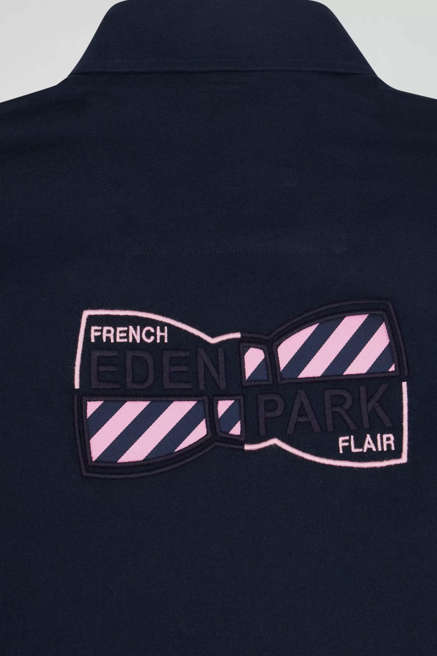 Eden Park Regular navy blue cotton short-sleeved shirt with back embroidery< Short-sleeved Shirts