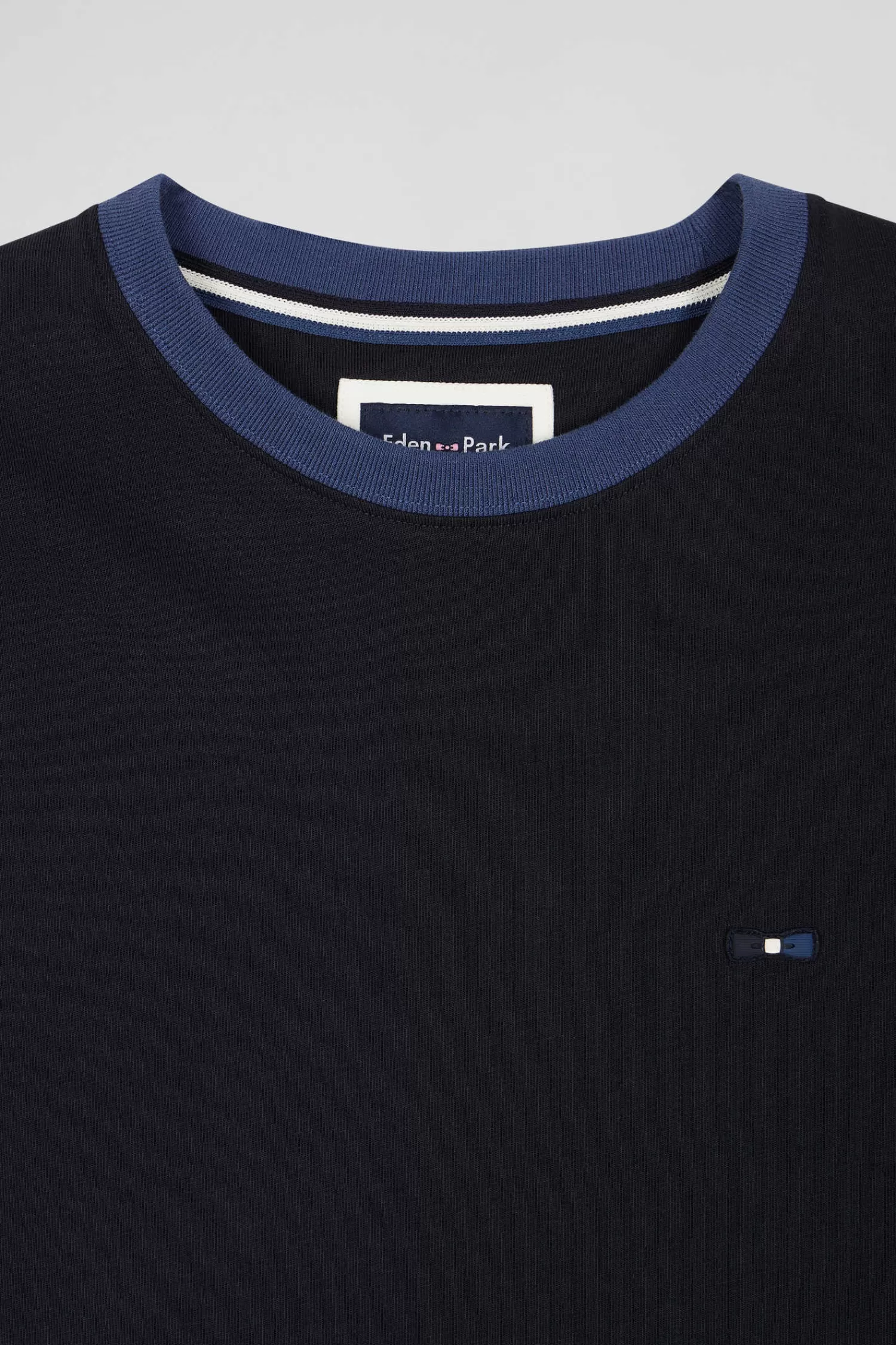 Eden Park Regular navy blue cotton T-shirt with short contrasting sleeves< T-shirts