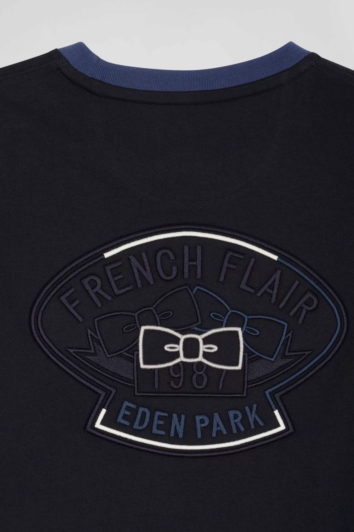 Eden Park Regular navy blue cotton T-shirt with short contrasting sleeves< T-shirts