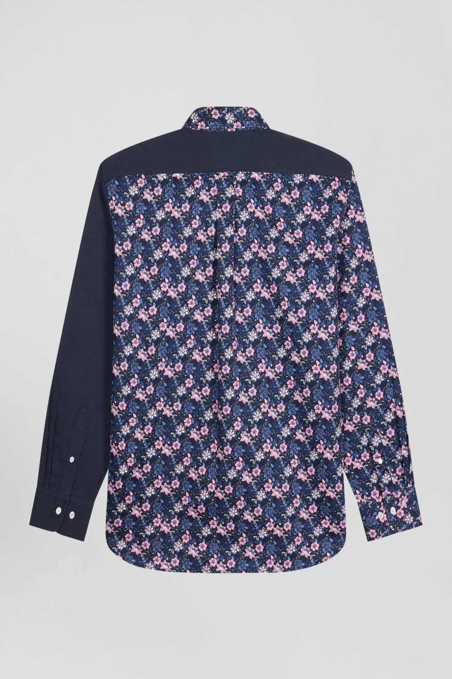 Eden Park Regular navy blue cotton twill shirt with micro floral print< Shirts