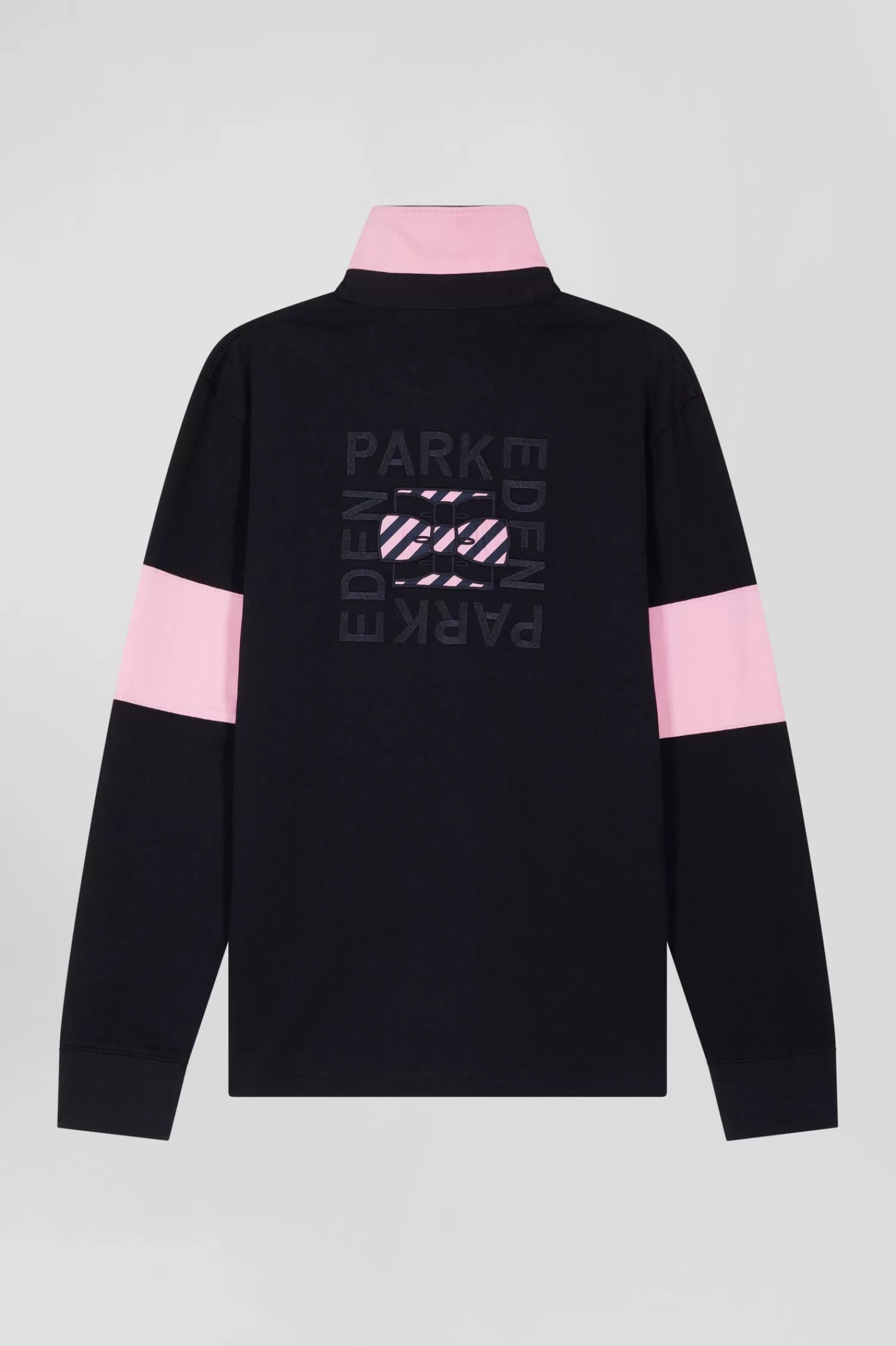 Eden Park Regular navy blue long-sleeved cotton rugby shirt with bow tie embroidery< Rugby Shirts