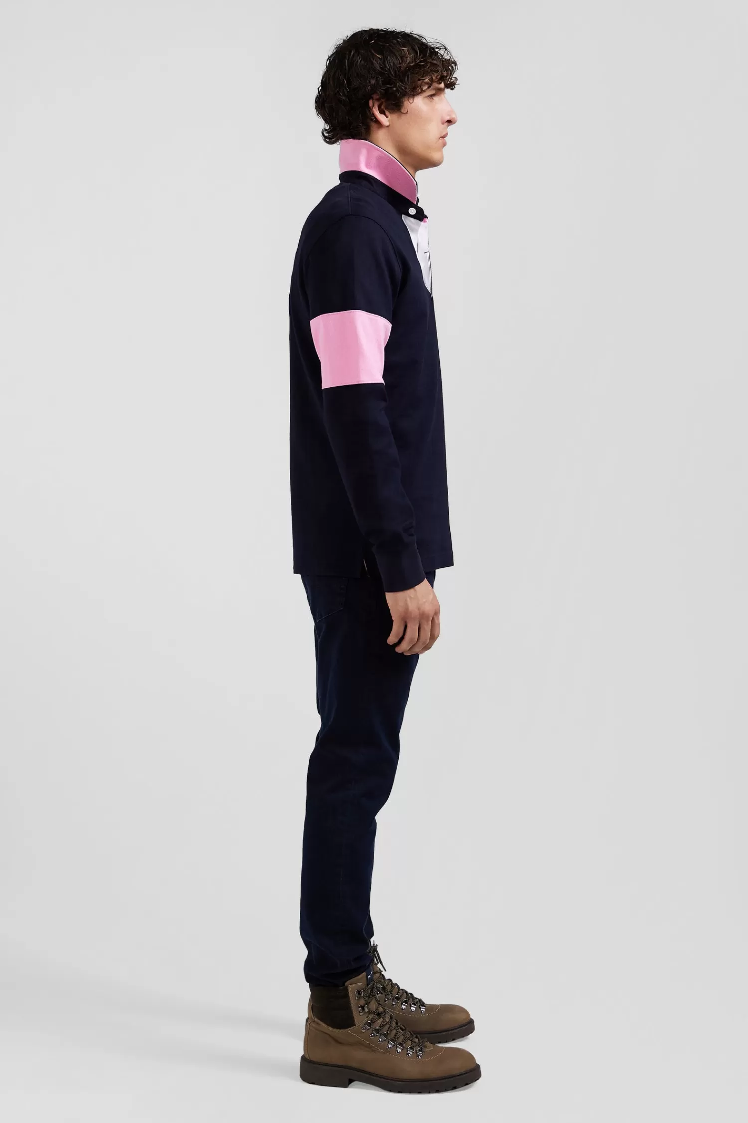 Eden Park Regular navy blue long-sleeved cotton rugby shirt with bow tie embroidery< Rugby Shirts