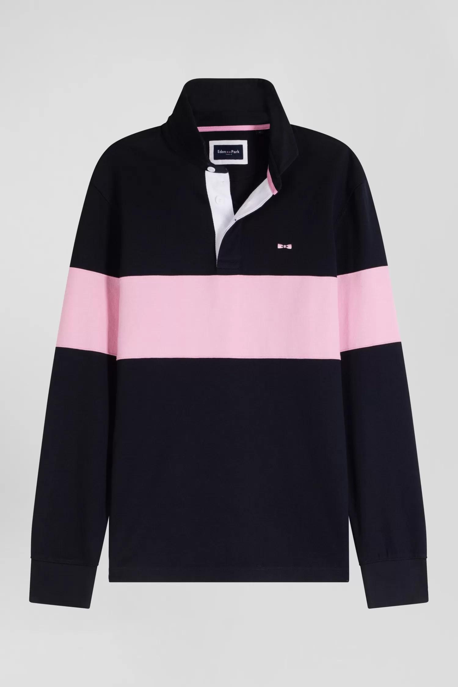 Eden Park Regular navy blue long-sleeved cotton rugby shirt with N°10 embroidery< Rugby Shirts