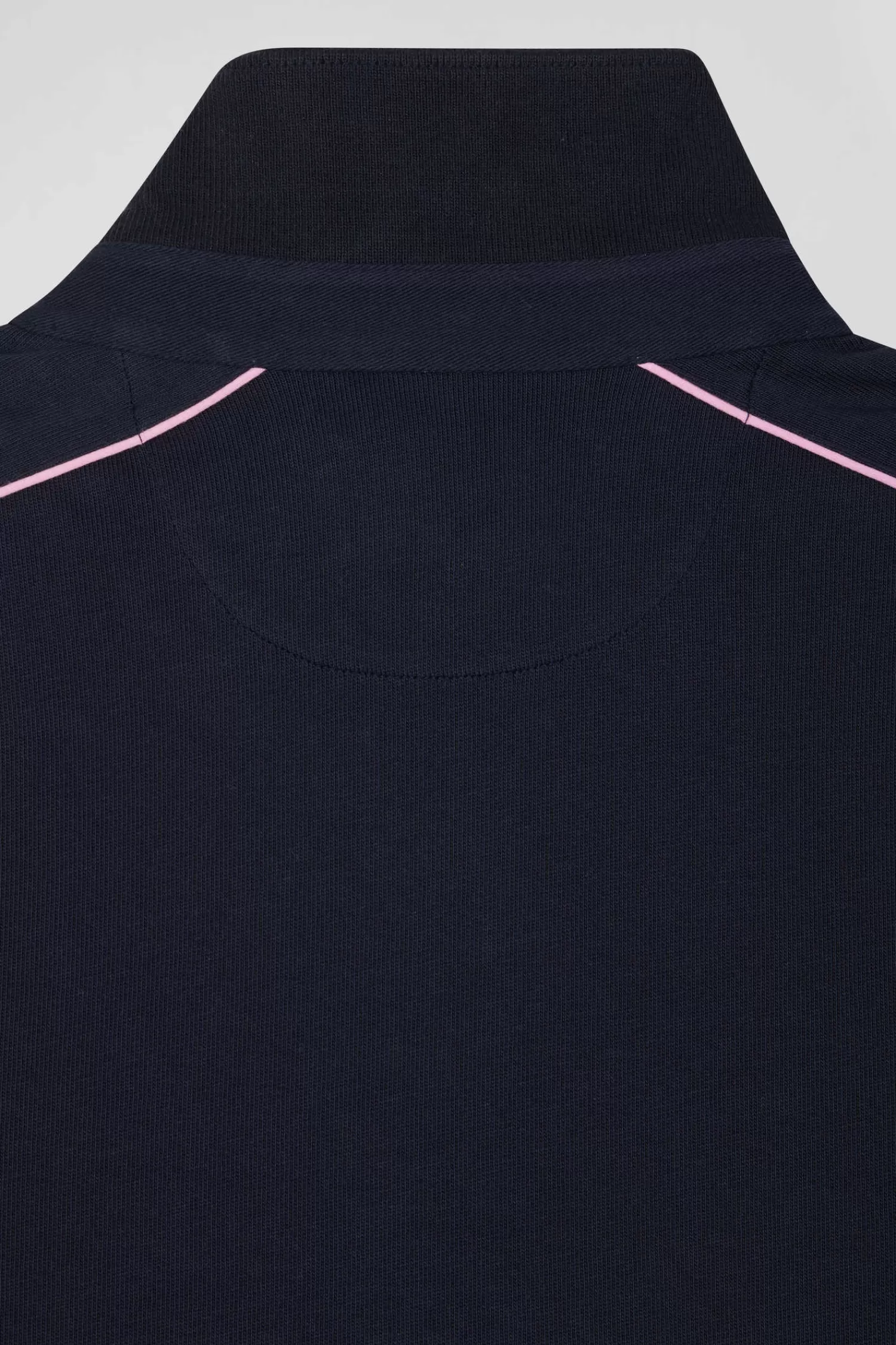 Eden Park Regular navy blue long-sleeved cotton rugby shirt with pink piping< Rugby Shirts