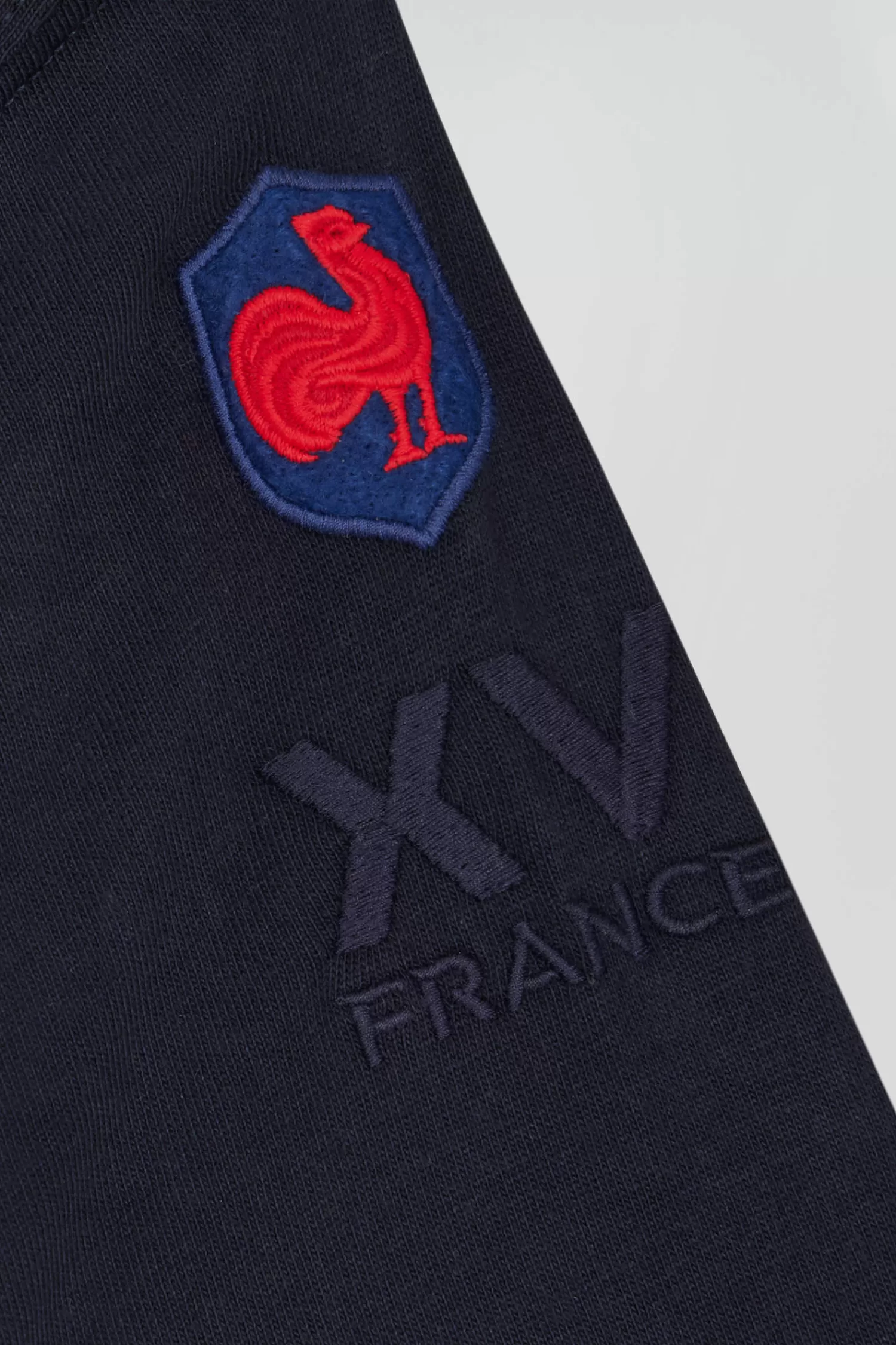 Eden Park Regular navy blue long-sleeved cotton T-shirt with XV de France embroidery<Kids Kids