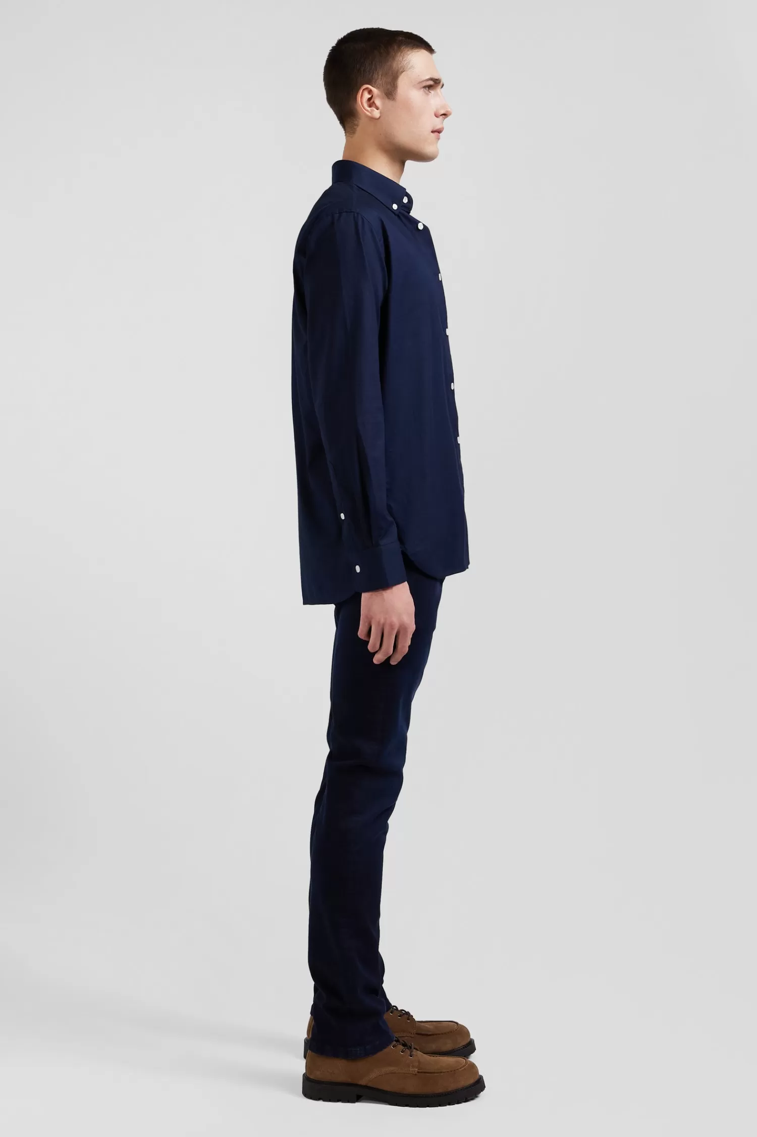 Eden Park Regular navy blue oxford cotton shirt with striped bow tie detail< Shirts