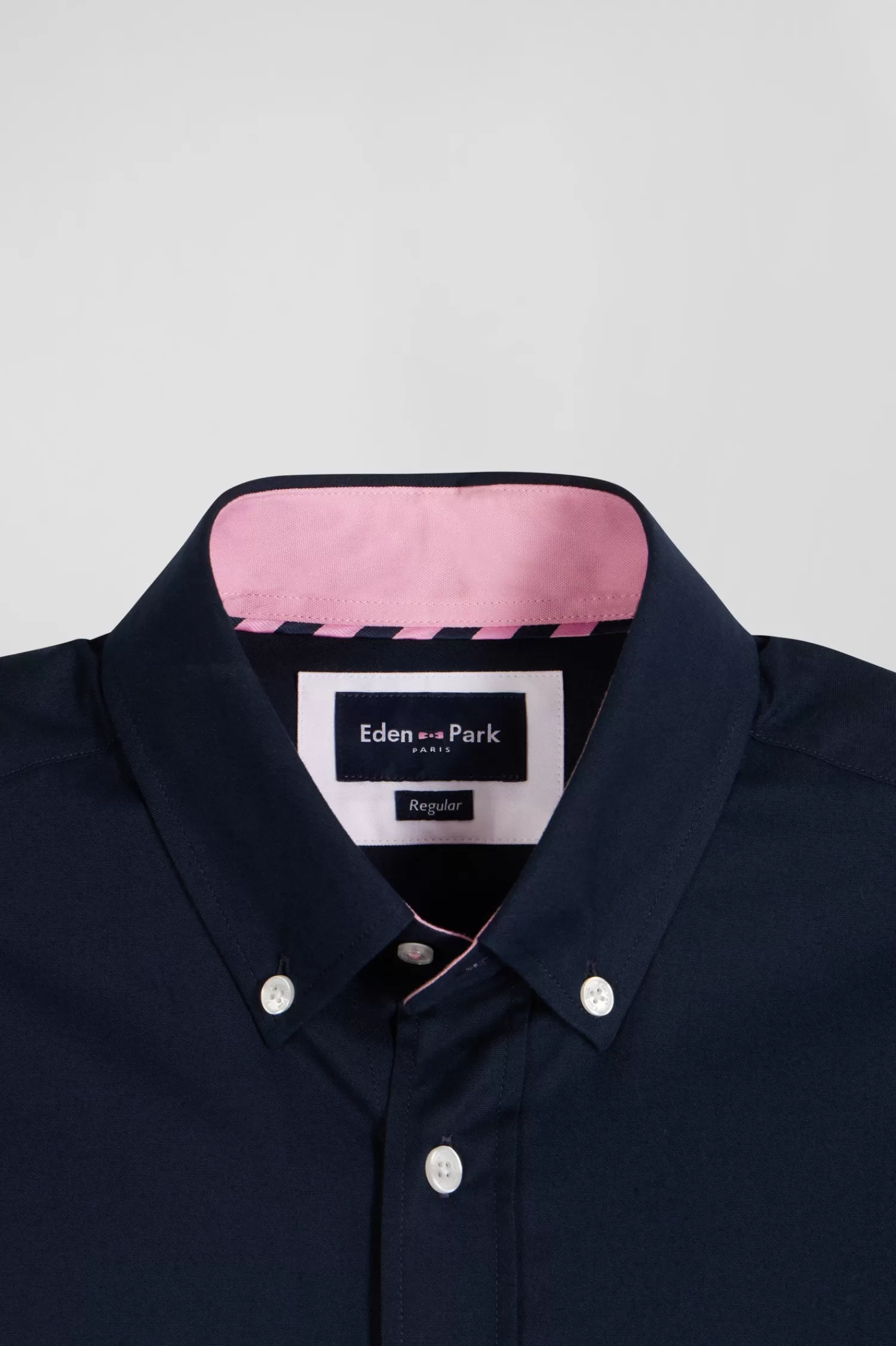 Eden Park Regular navy blue oxford cotton shirt with striped bow tie detail< Shirts