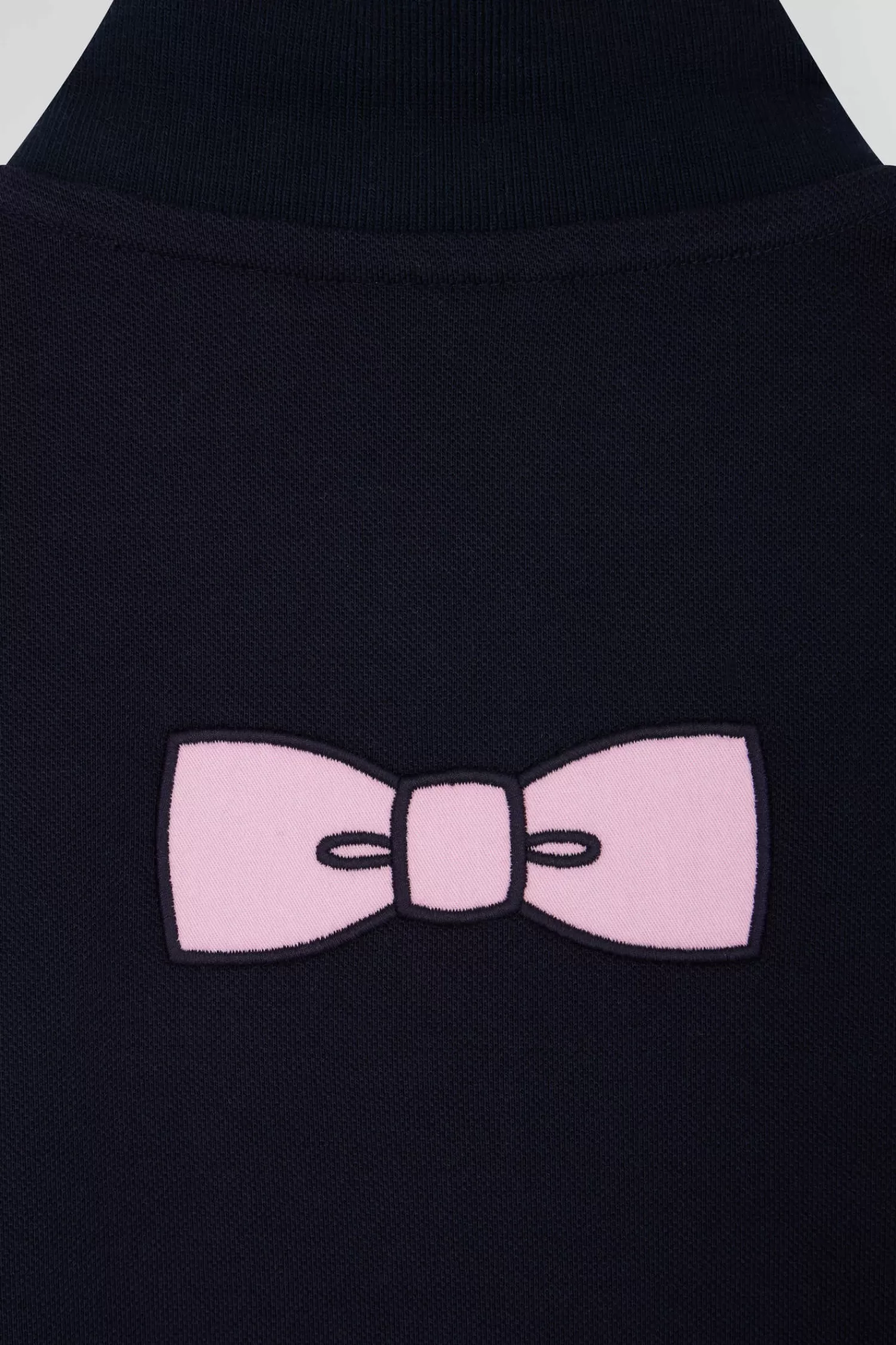 Eden Park Regular navy blue short-sleeved cotton piqué polo shirt with back bow tie embroidery<Kids Kids