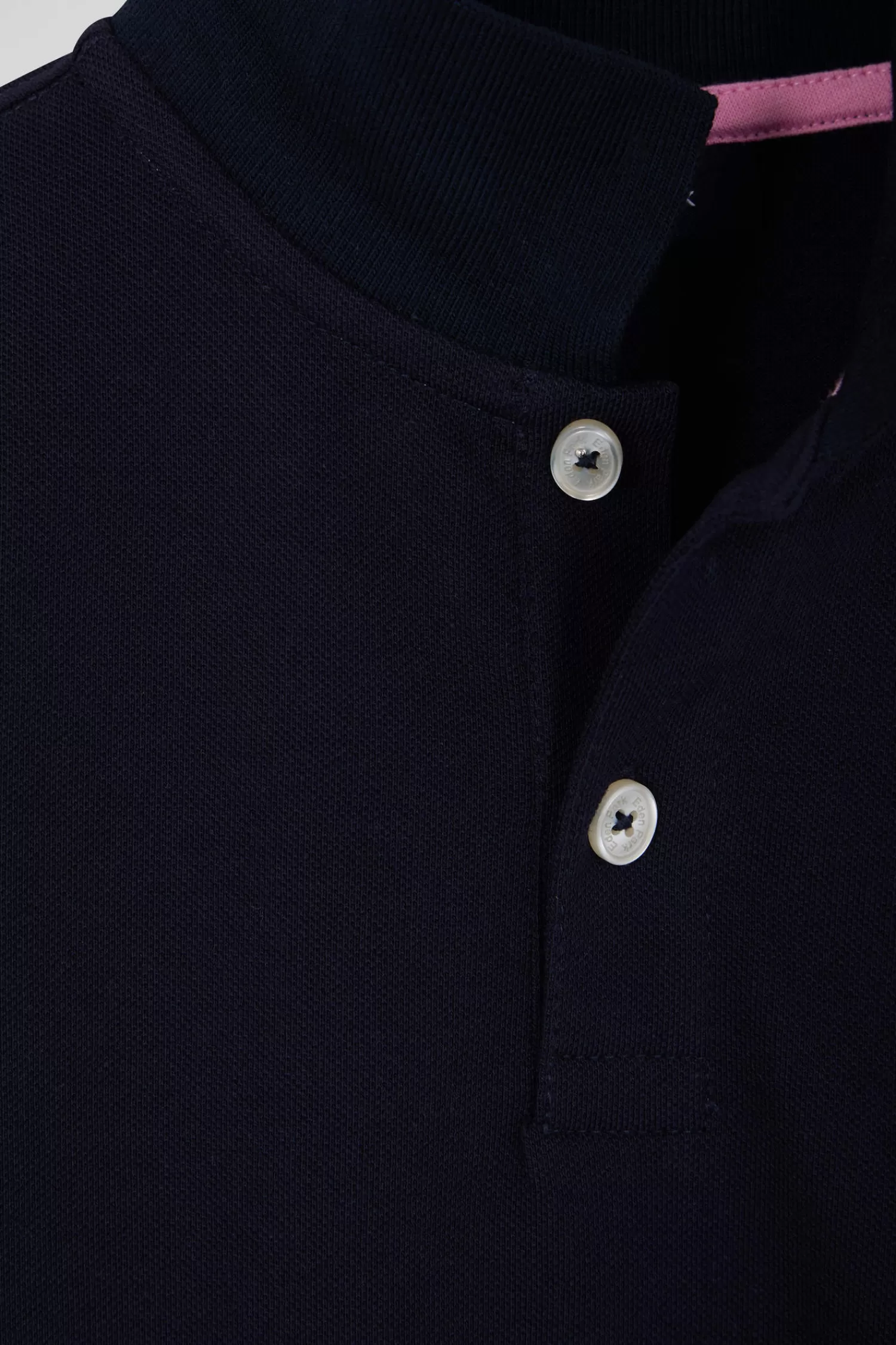 Eden Park Regular navy blue short-sleeved cotton piqué polo shirt with back bow tie embroidery<Kids Kids