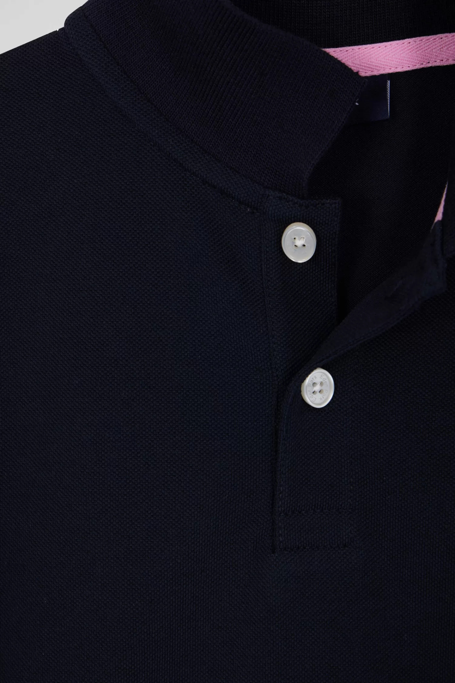 Eden Park Regular navy blue short-sleeved cotton piqué polo shirt with jacquard collar<Kids Kids