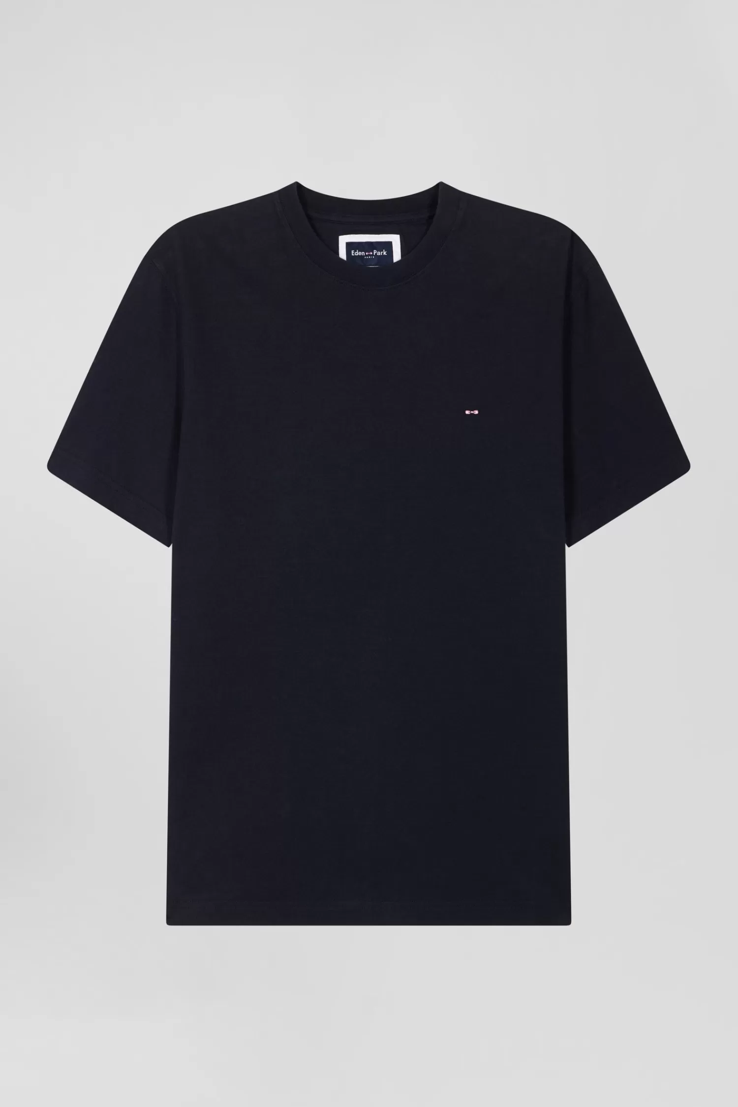 Eden Park Regular navy blue short-sleeved cotton T-shirt with back patch< T-shirts