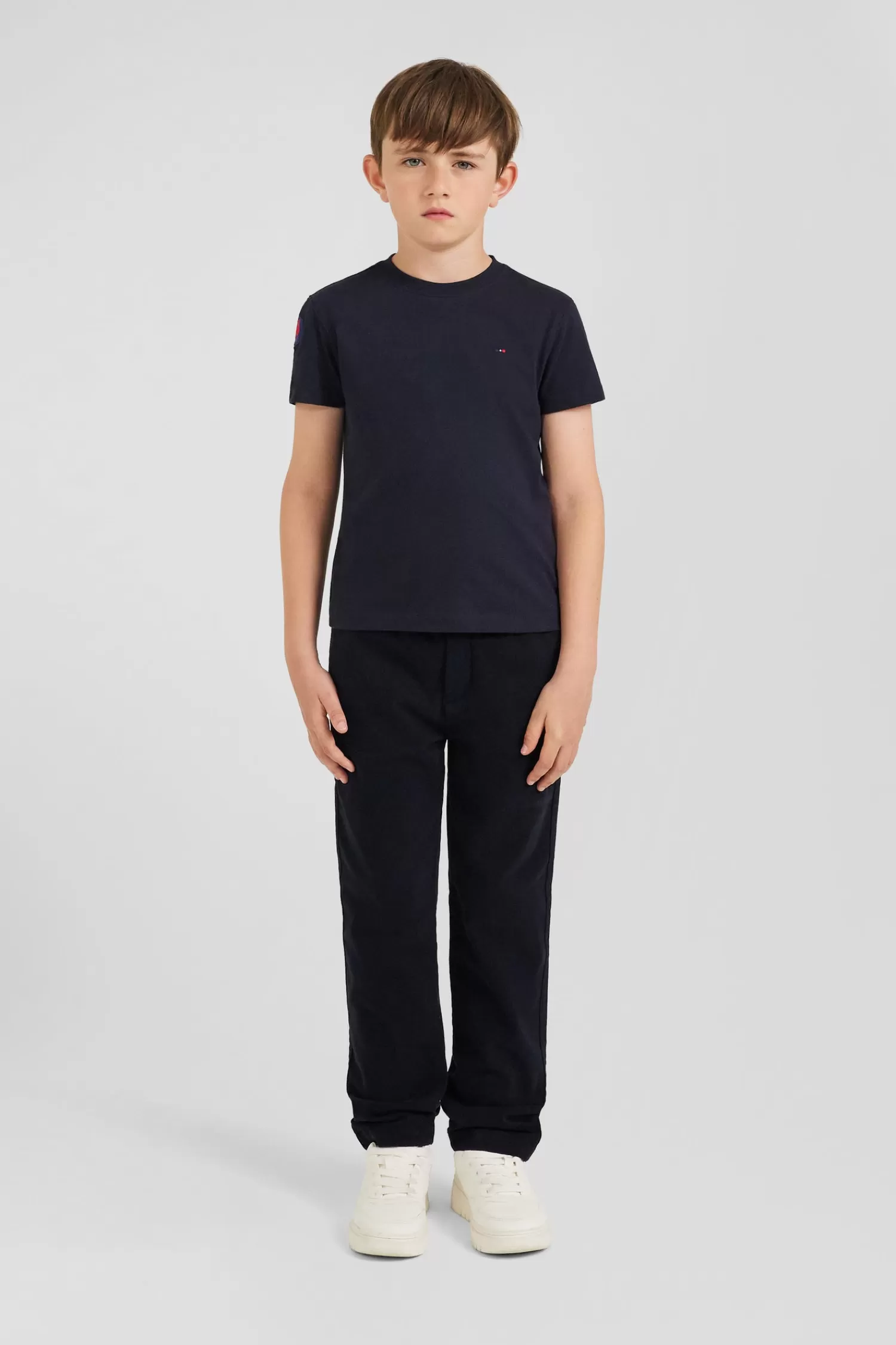Eden Park Regular navy blue short-sleeved cotton T-shirt with XV de France embroidery<Kids Kids