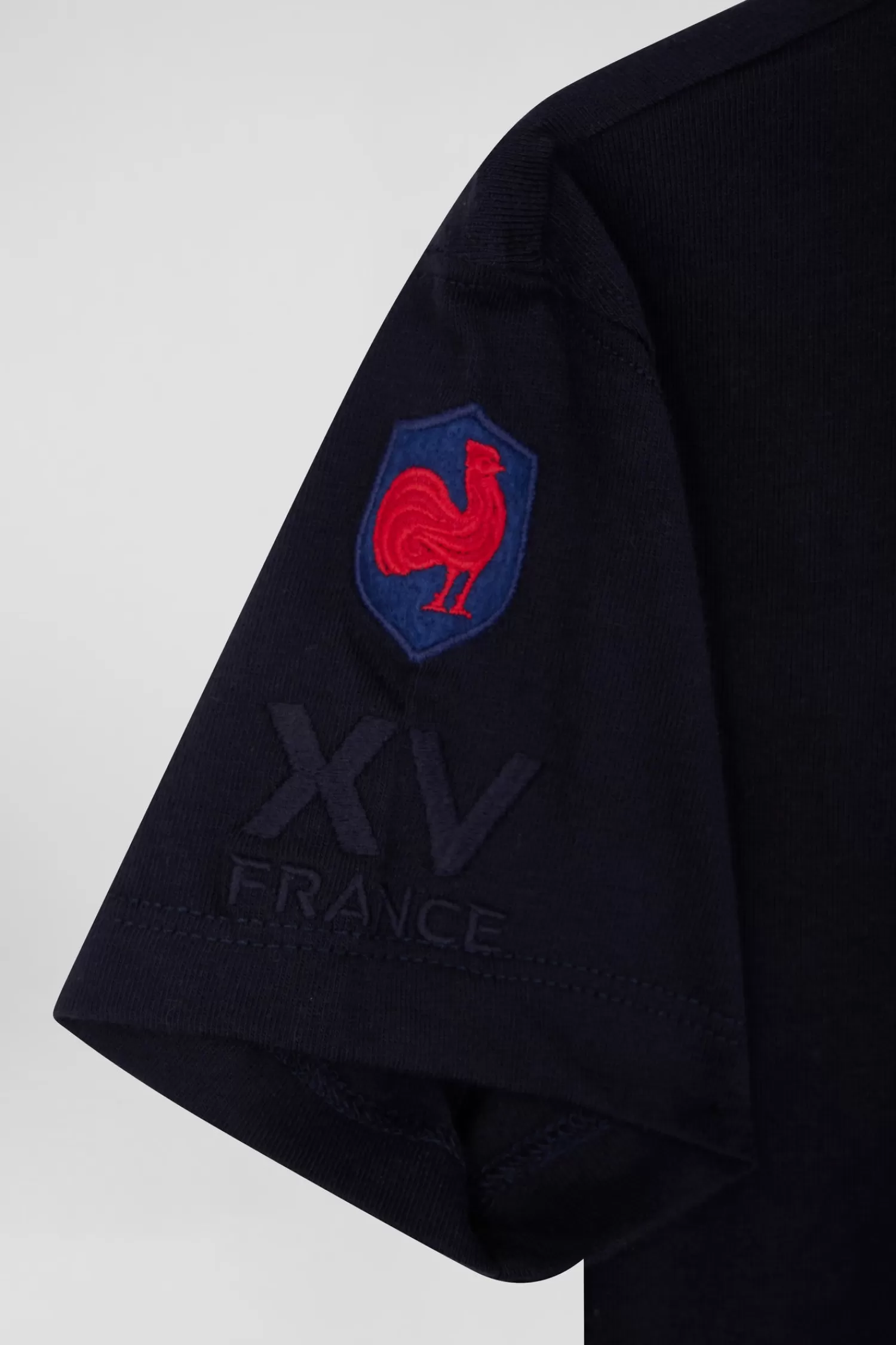Eden Park Regular navy blue short-sleeved cotton T-shirt with XV de France embroidery<Kids Kids