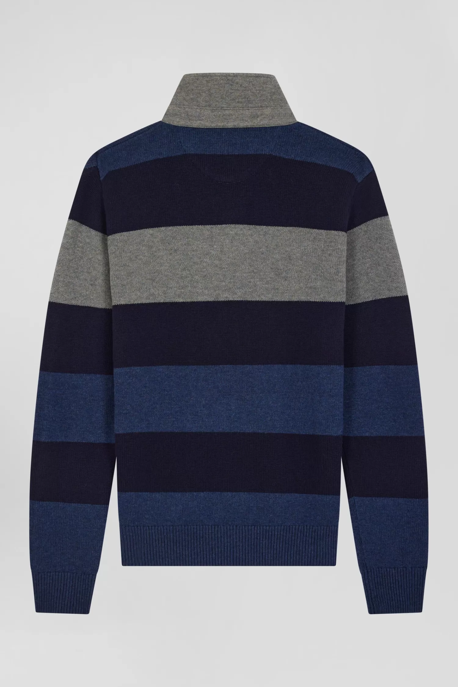 Eden Park Regular navy blue striped wool and cotton jumper with rugby shirt collar< Sweaters