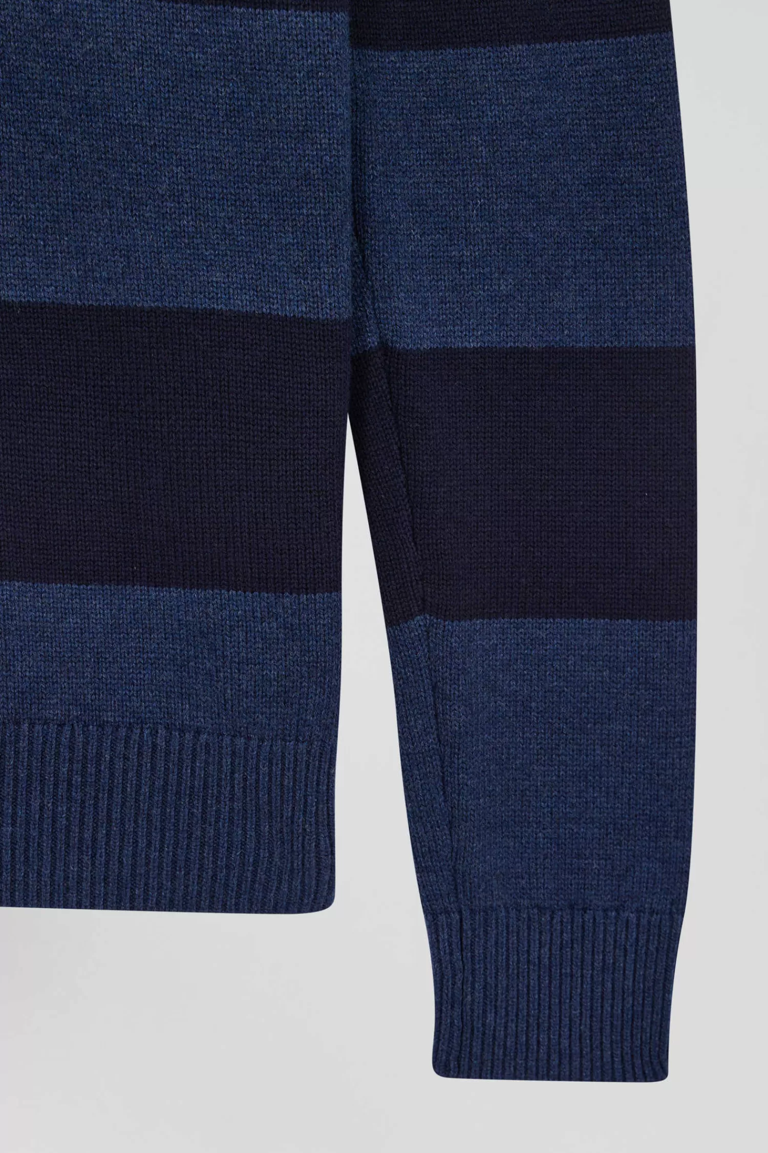 Eden Park Regular navy blue striped wool and cotton jumper with rugby shirt collar< Sweaters