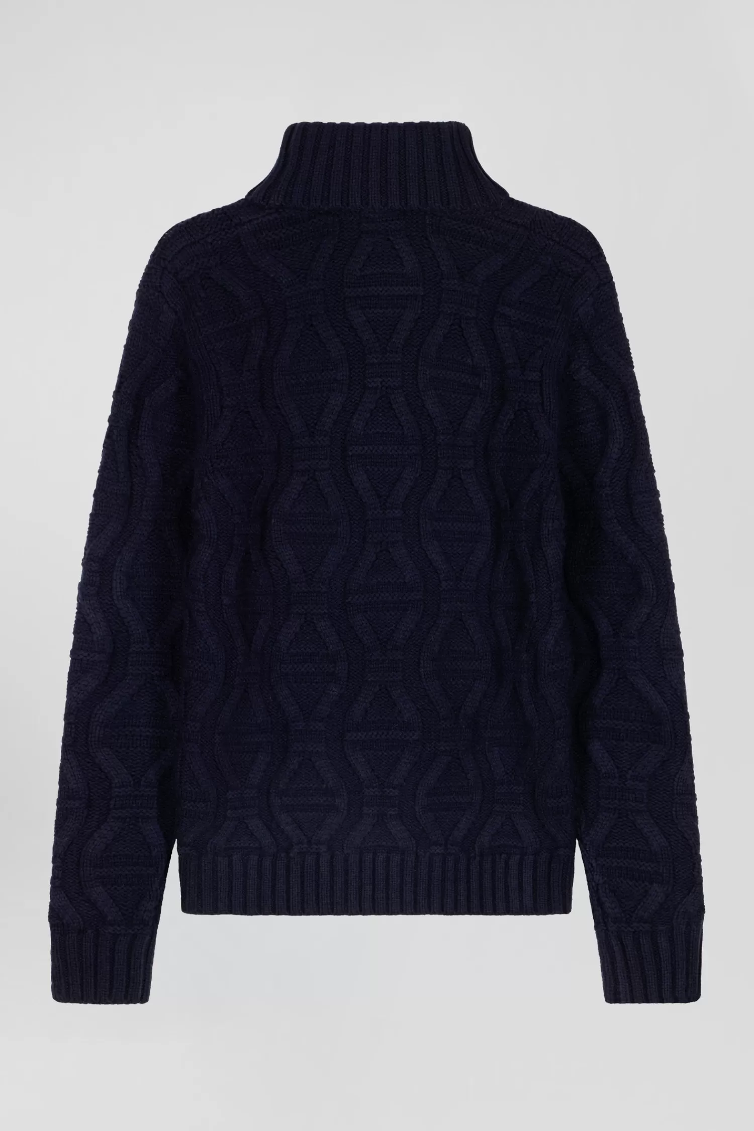 Eden Park Regular navy blue virgin wool and recycled polyamide turtleneck jumper with 3D knitting< Sweaters