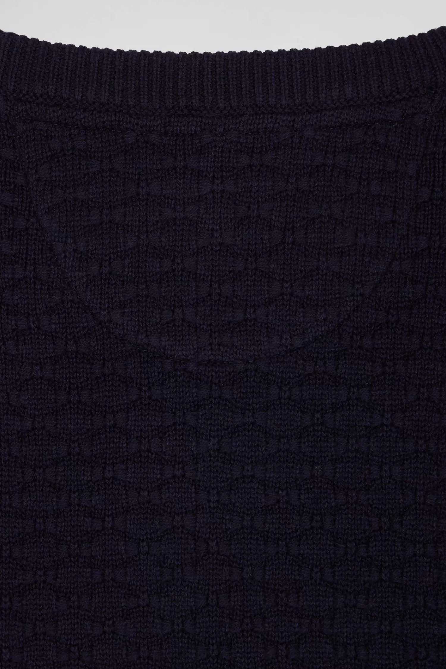 Eden Park Regular navy blue wool and cotton crew neck jumper with micro bow tie effect< Sweaters