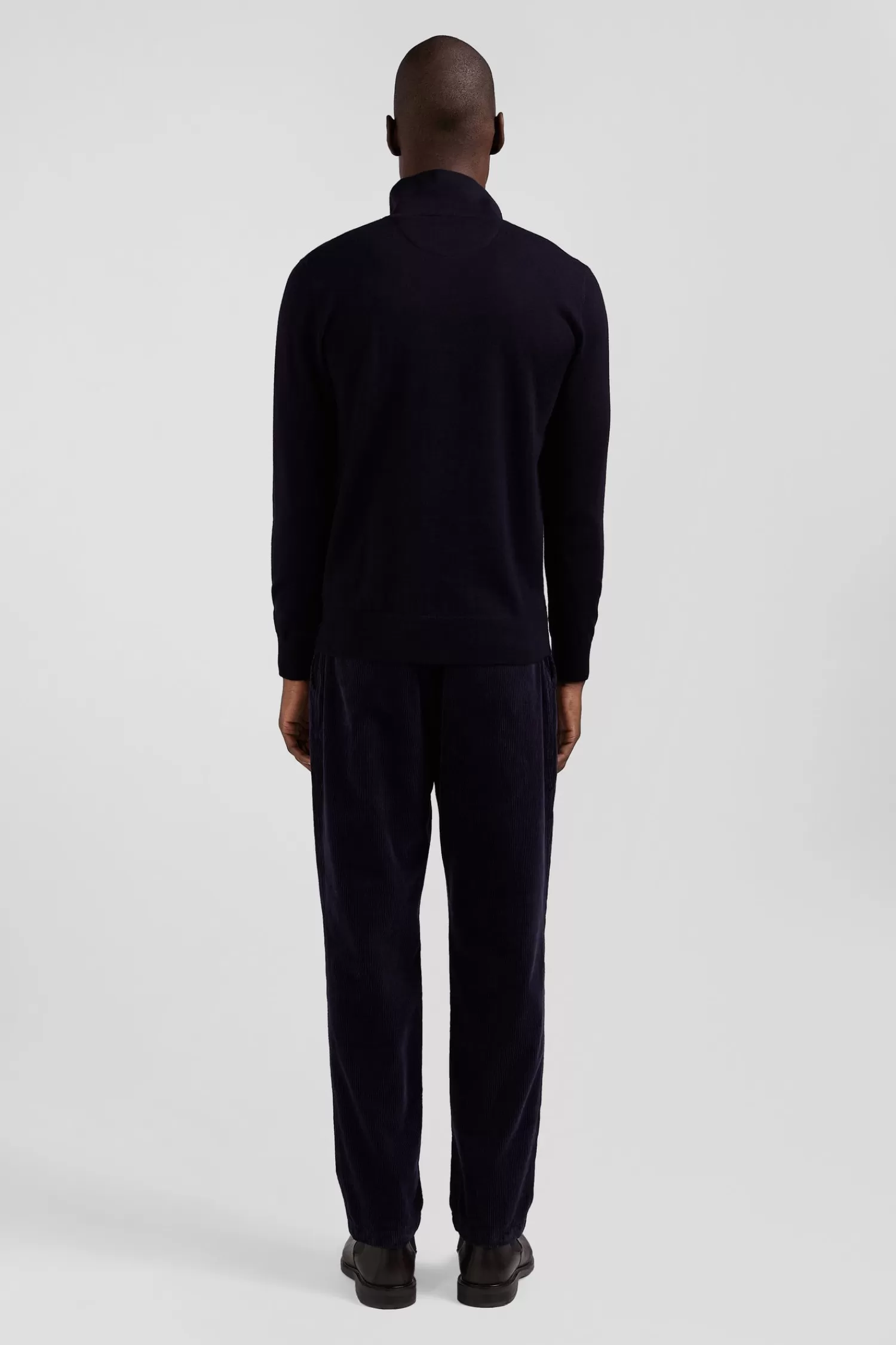 Eden Park Regular navy blue wool jersey jumper with rugby shirt collar< Sweaters