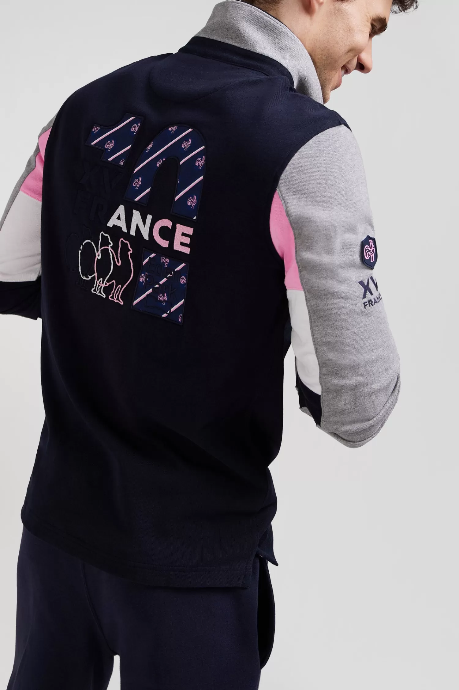 Eden Park Regular navy blue XV de France long-sleeved cotton rugby shirt< Rugby Shirts