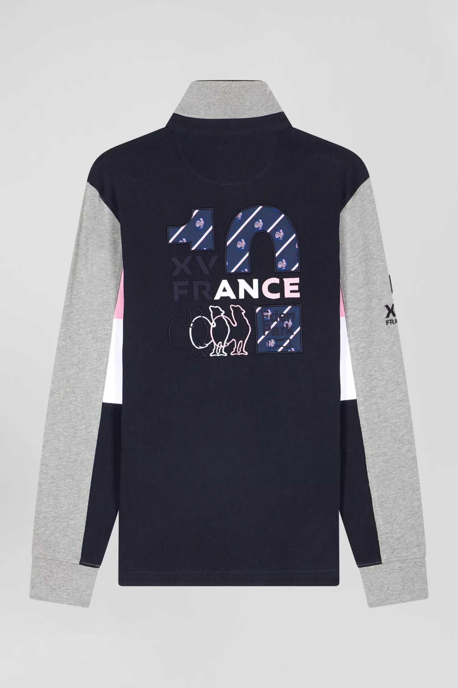 Eden Park Regular navy blue XV de France long-sleeved cotton rugby shirt< Rugby Shirts